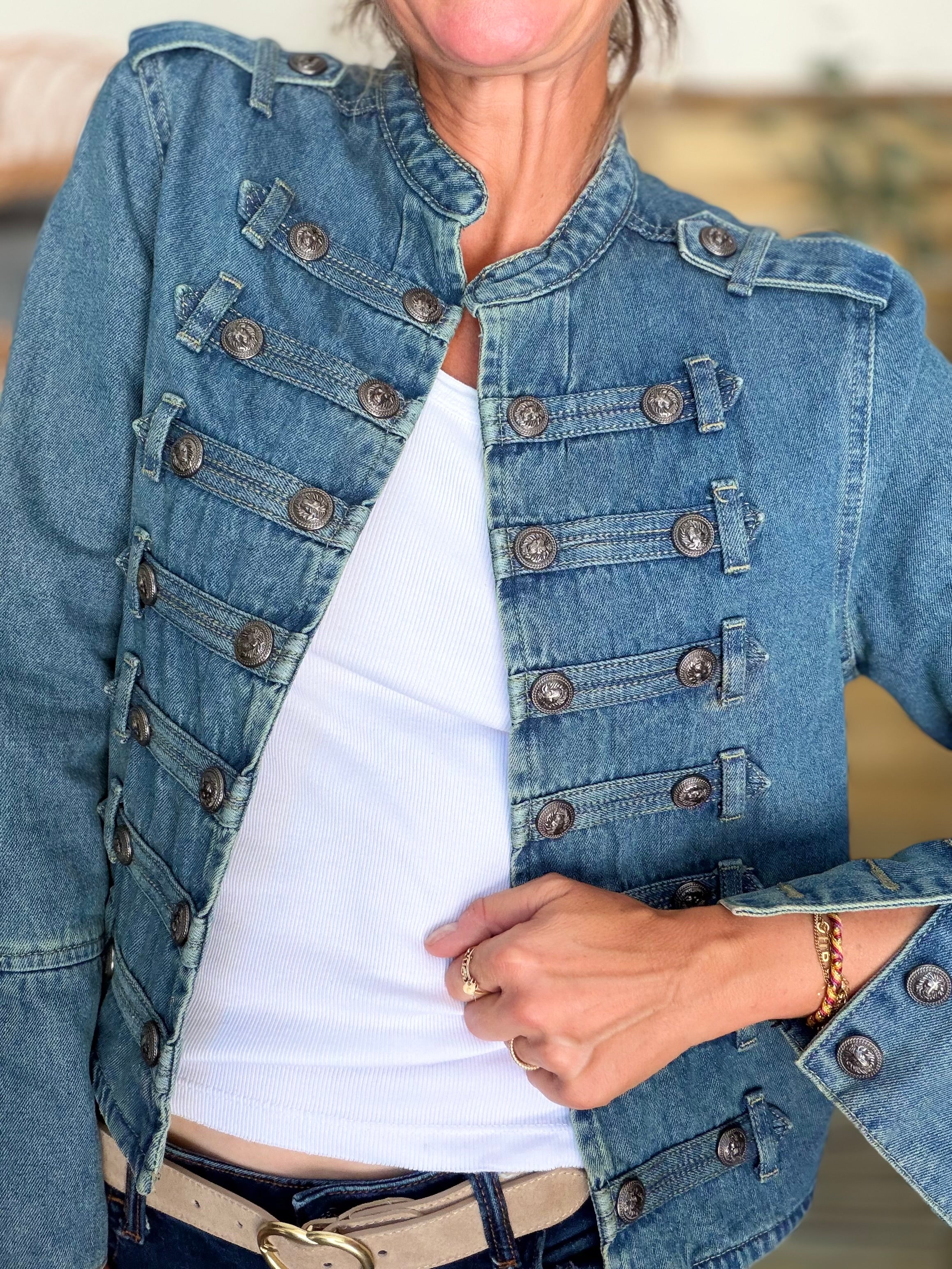 Veste courte en jean NAPOLÉON - Bleu Jean