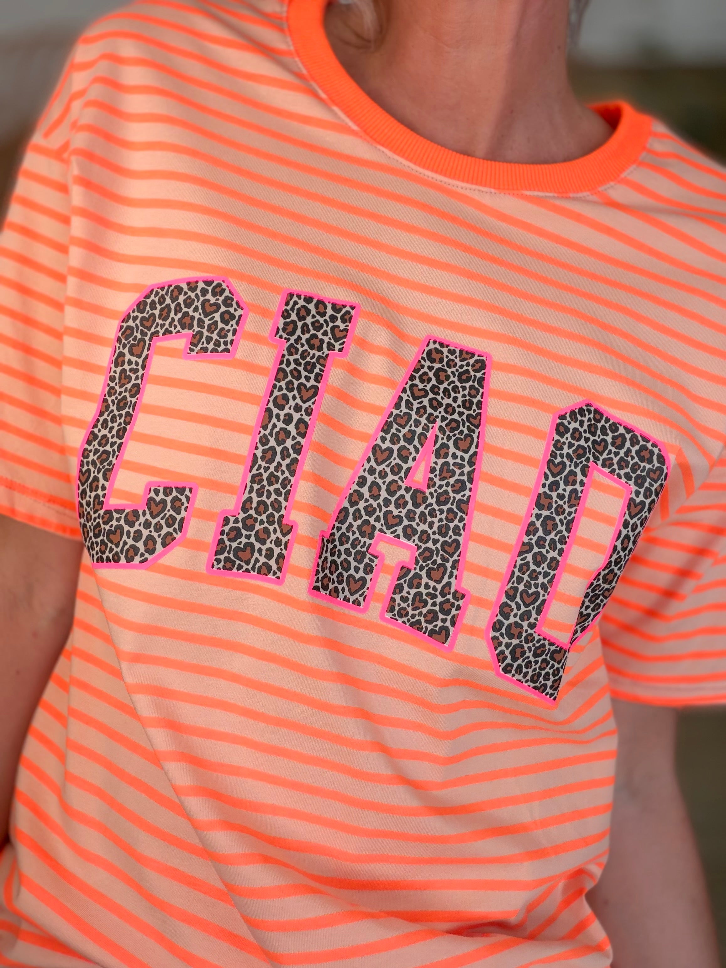 Tee shirt rayé CIAO Léo Orange fluo
