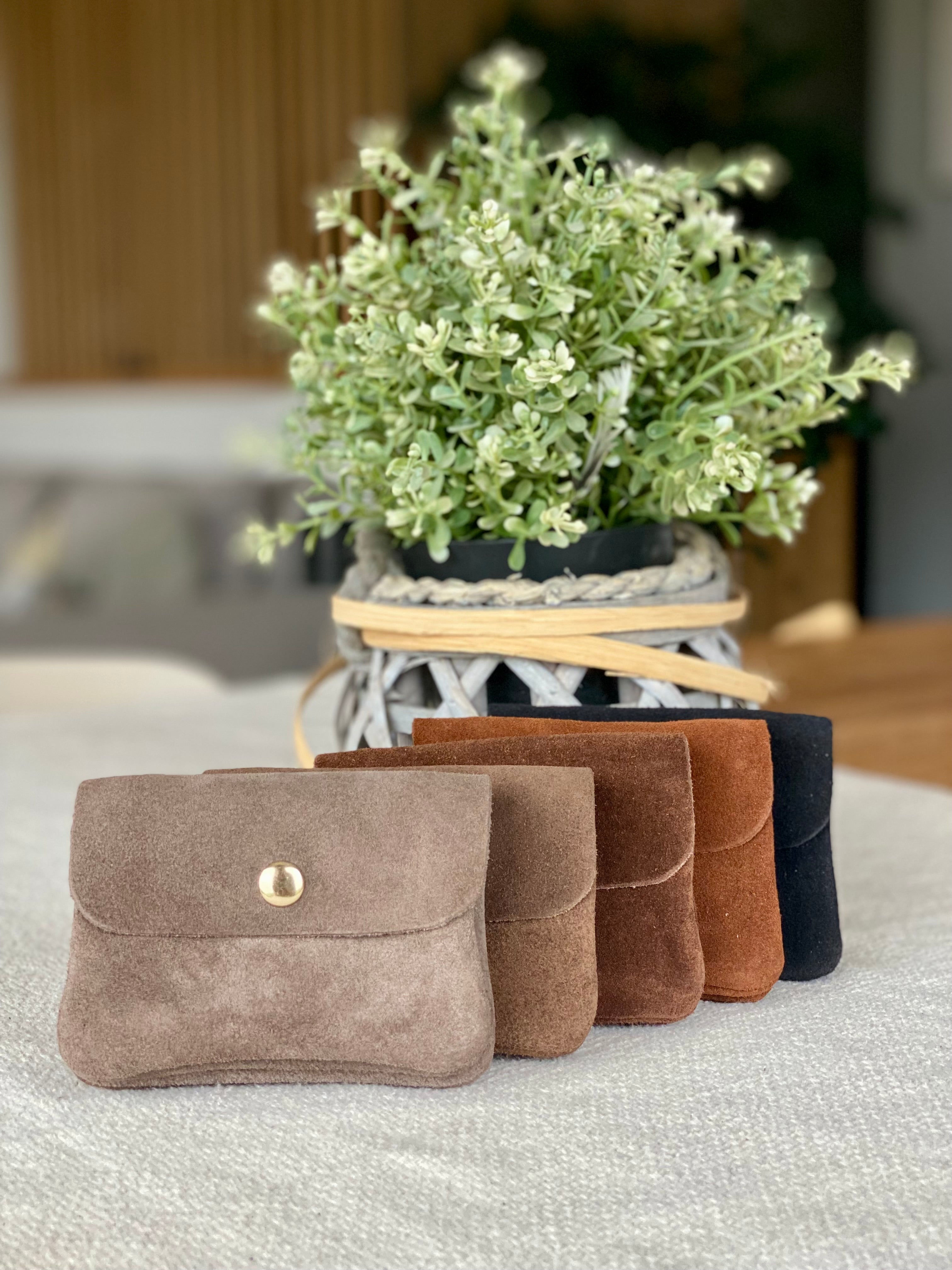 Porte monnaie / porte carte en cuir daim ACHILLE