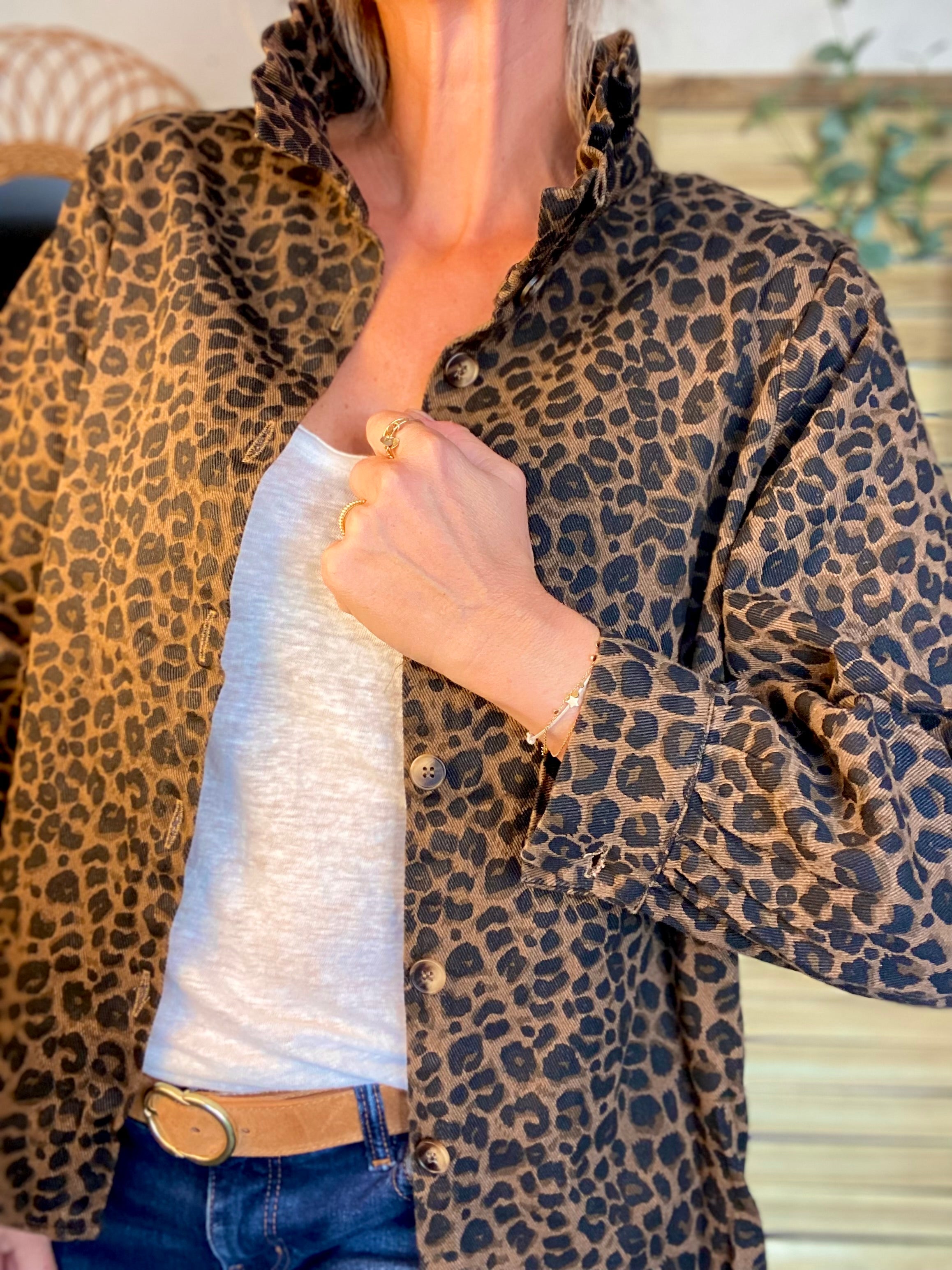 Veste / Chemise en coton, col victorien volanté LISA - Léo 🐆