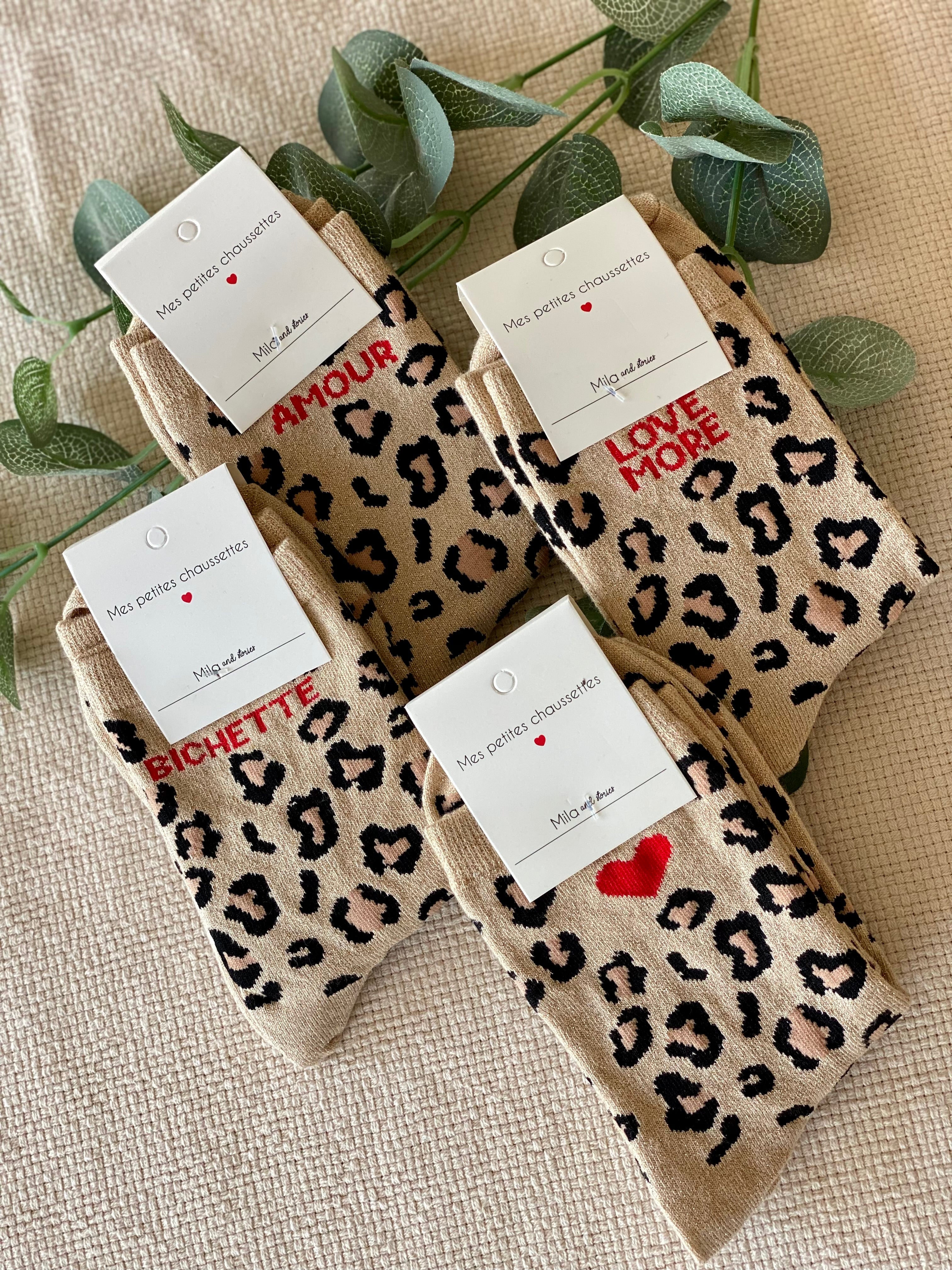 Chaussettes ZORA - Léo beige 🐆