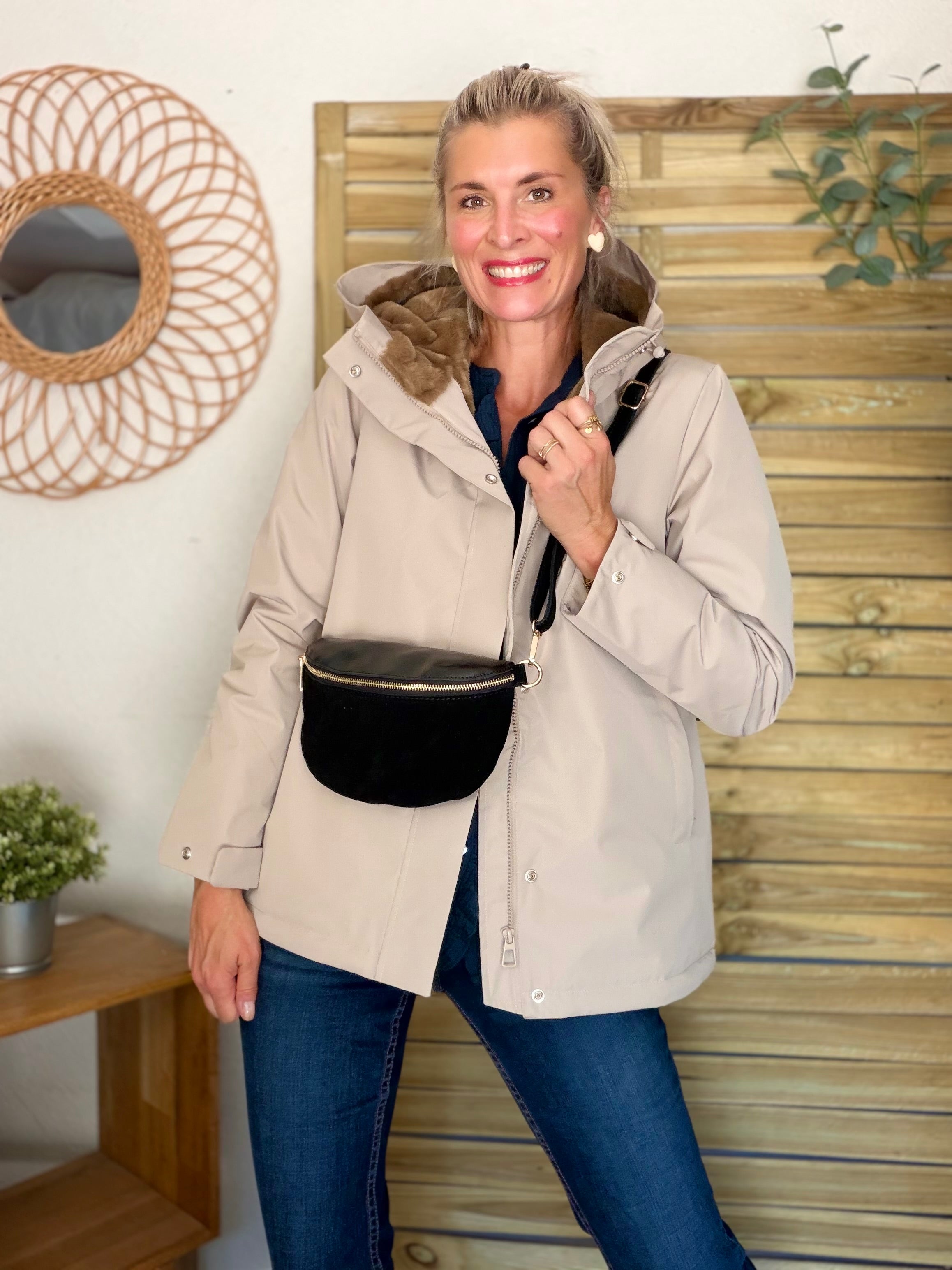 LAURA JO - Parka fourrée imperméable AMBRE MI-LONG - Beige / Camel