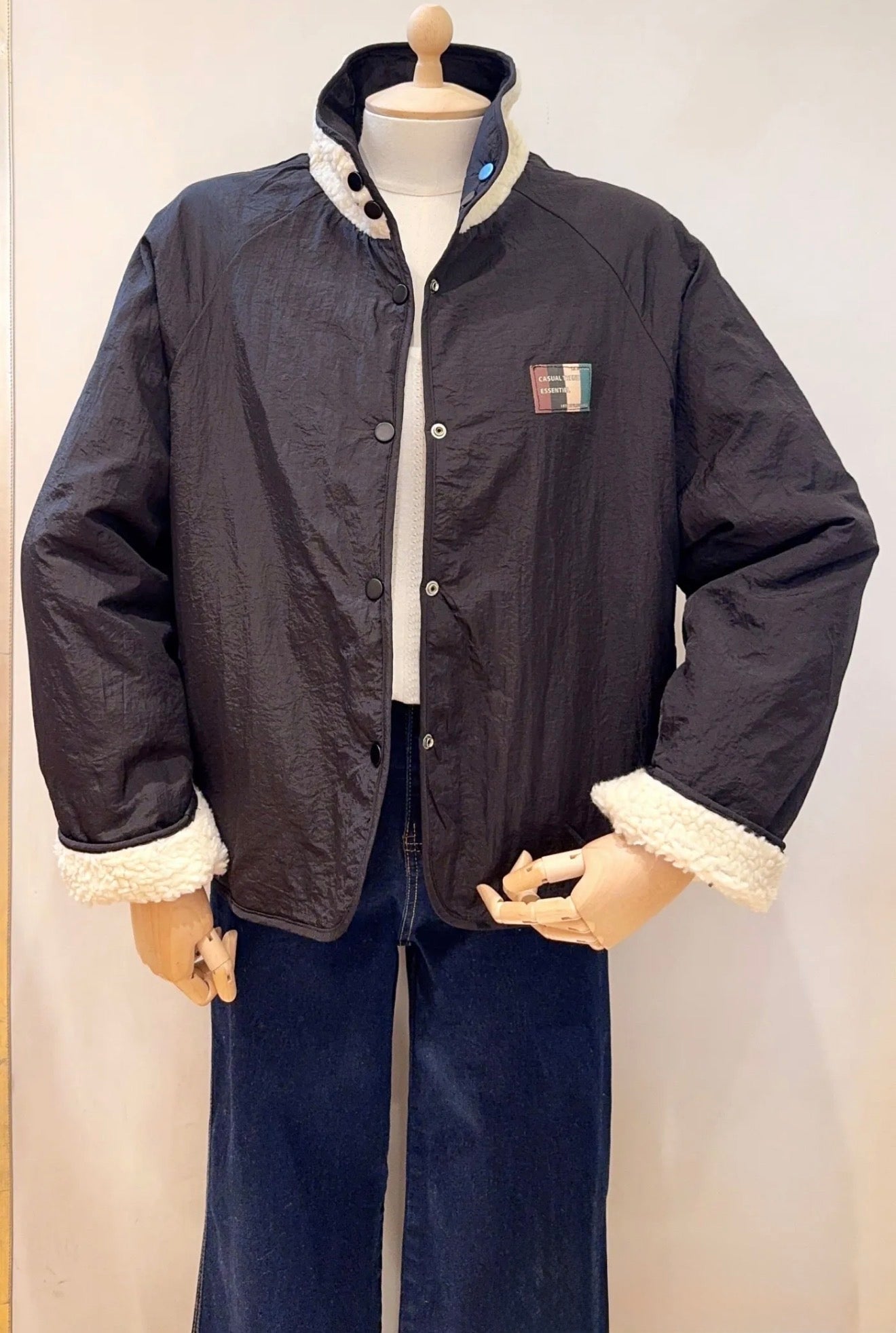 Veste matelassée réversible Sherpa AMÉLIE Noir / Écru