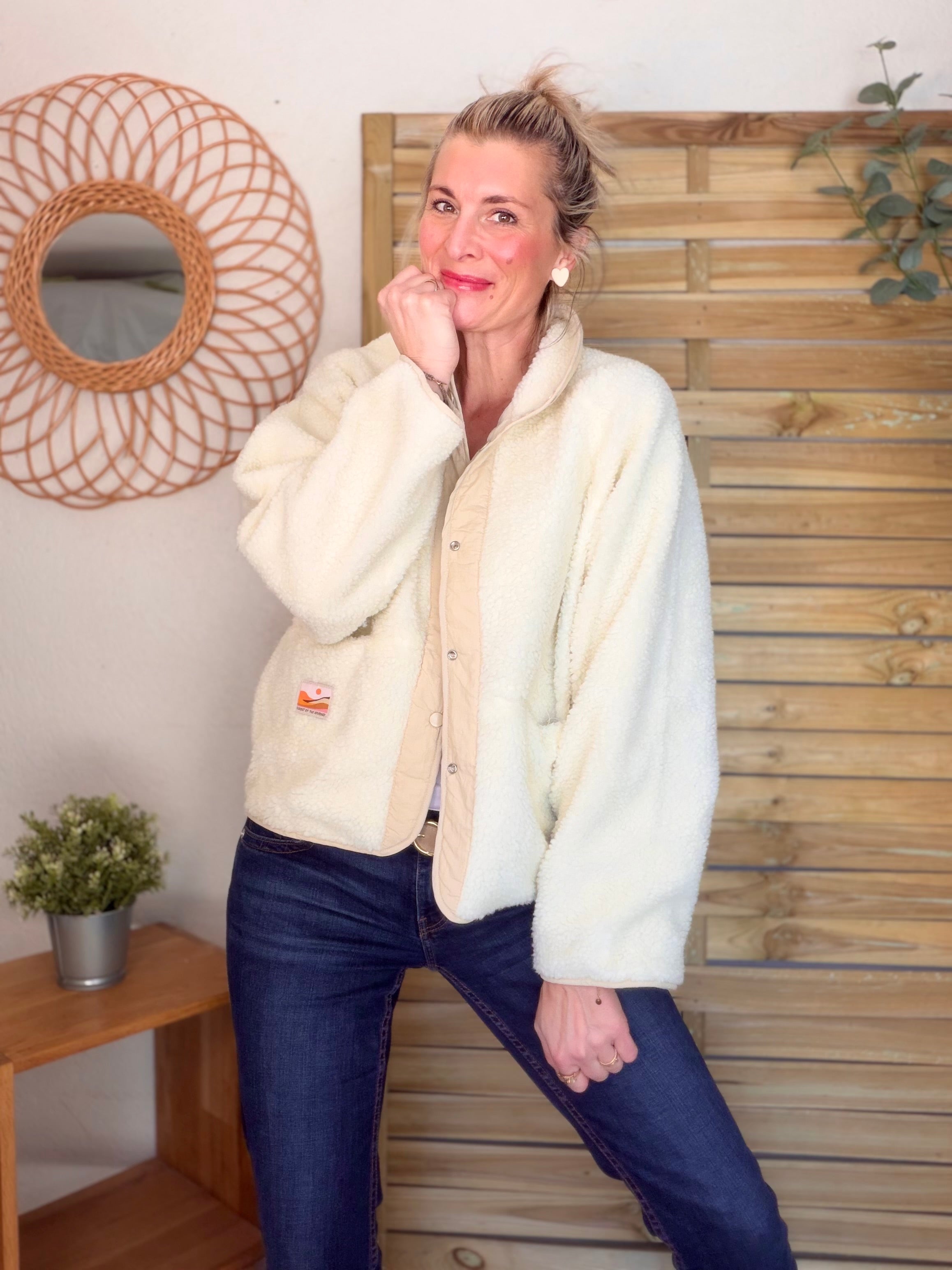 Veste matelassée réversible Sherpa AMÉLIE Beige