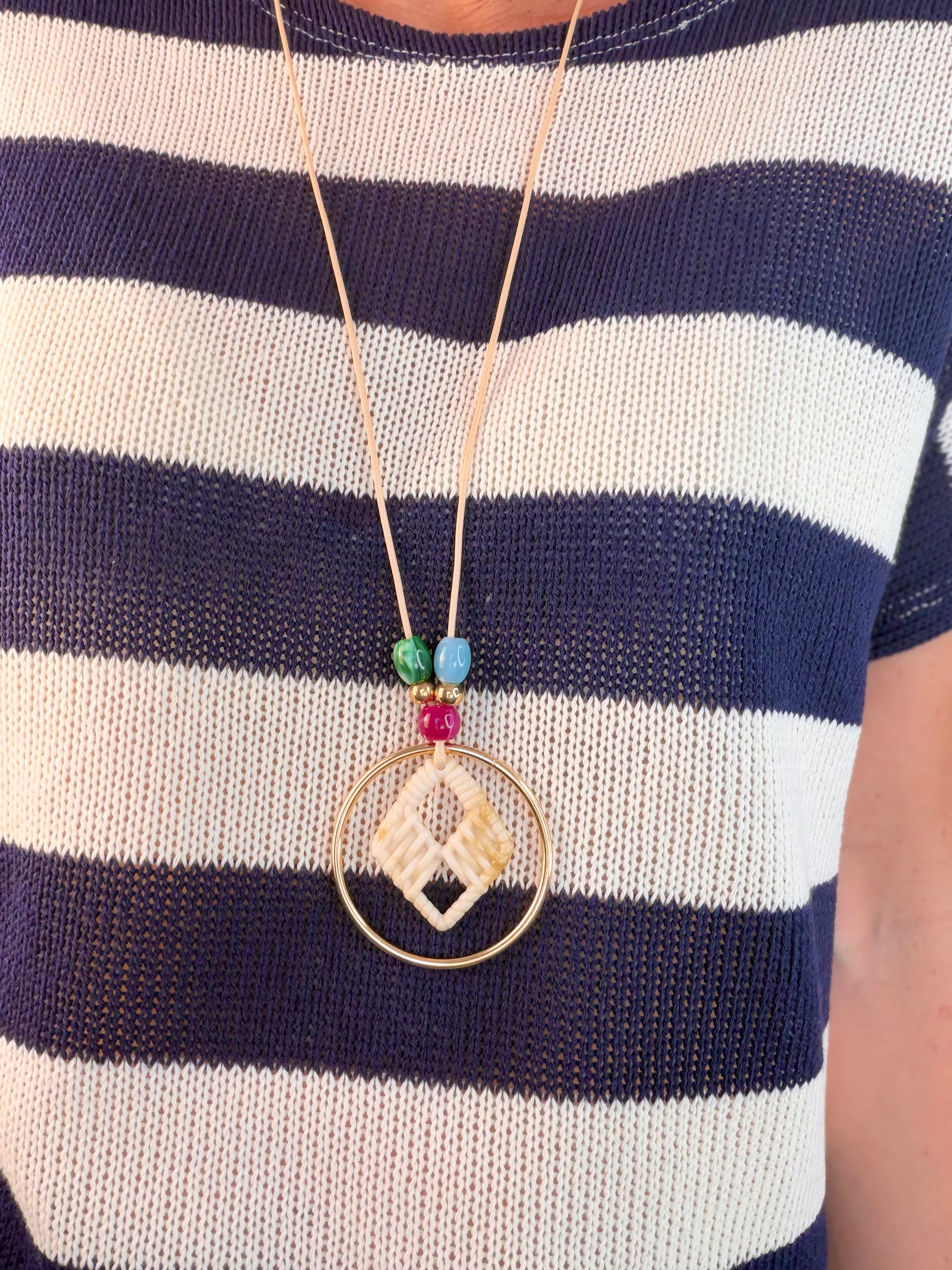 Top en maille rayé oversized KYARA + collier