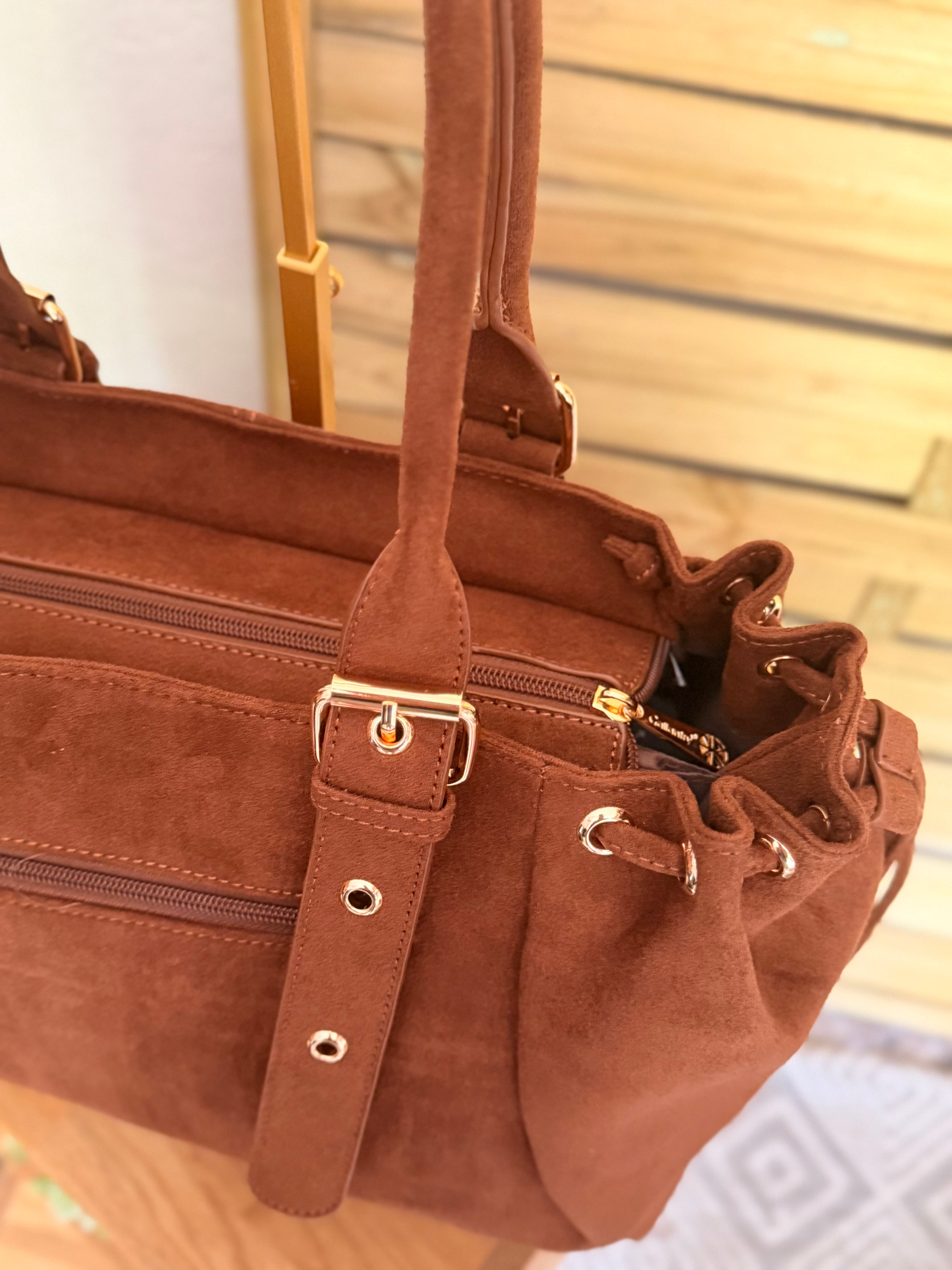 Sac cabas XL simili daim CLÉO Camel