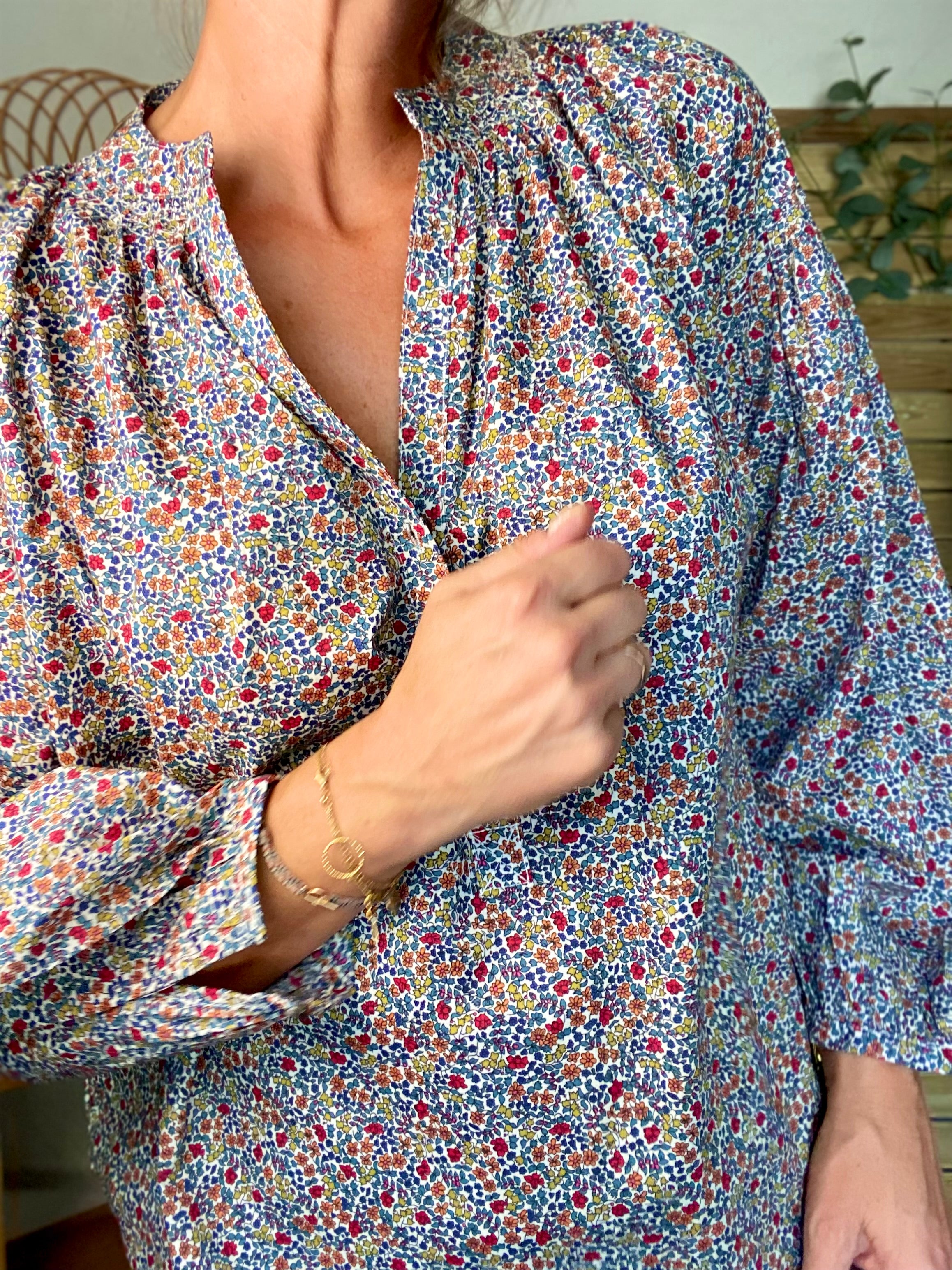 Blouse ample Liberty bleu EDWIGE
