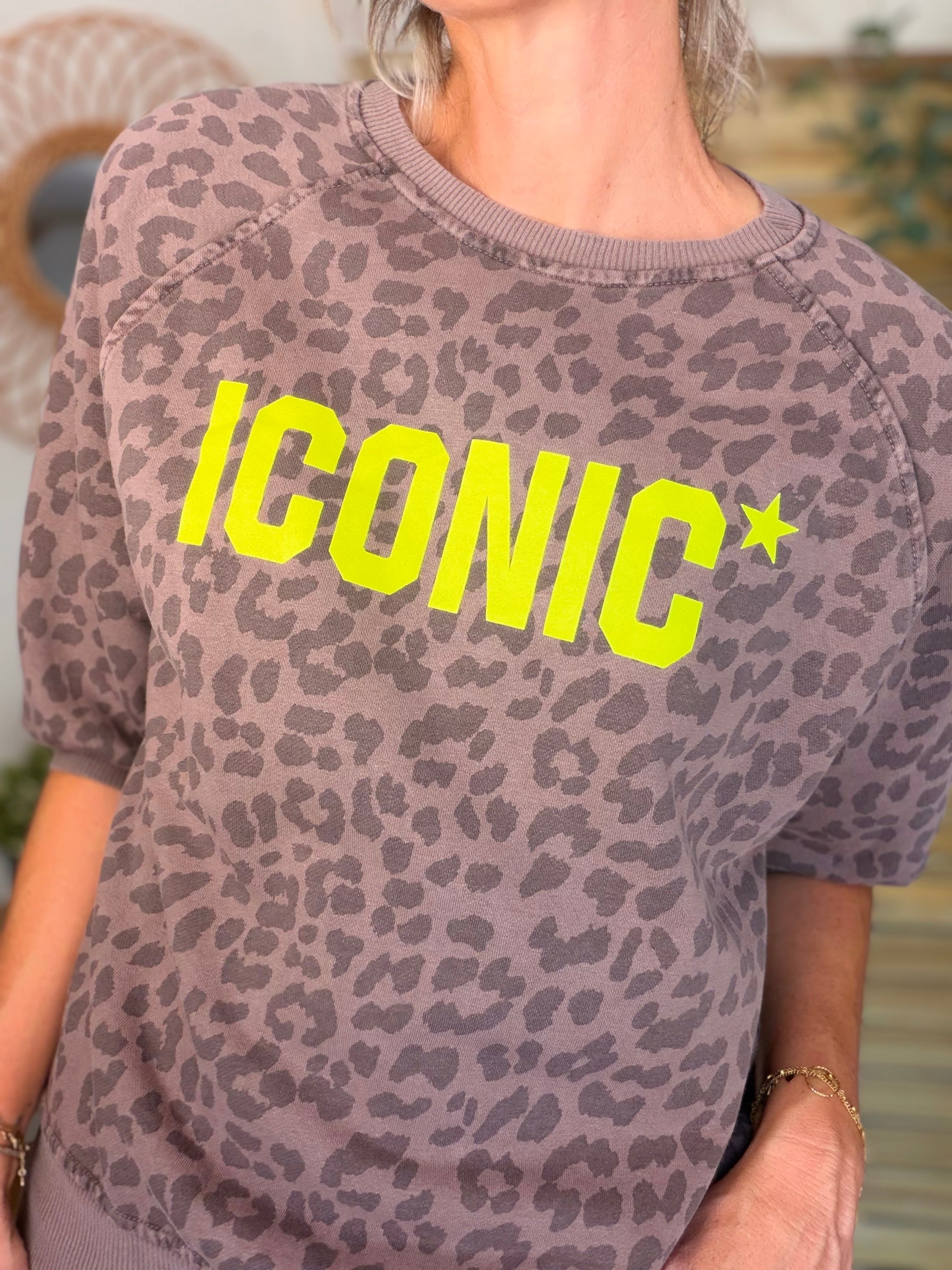 Sweat ICONIC Léo - ANGELA Café Jaune fluo