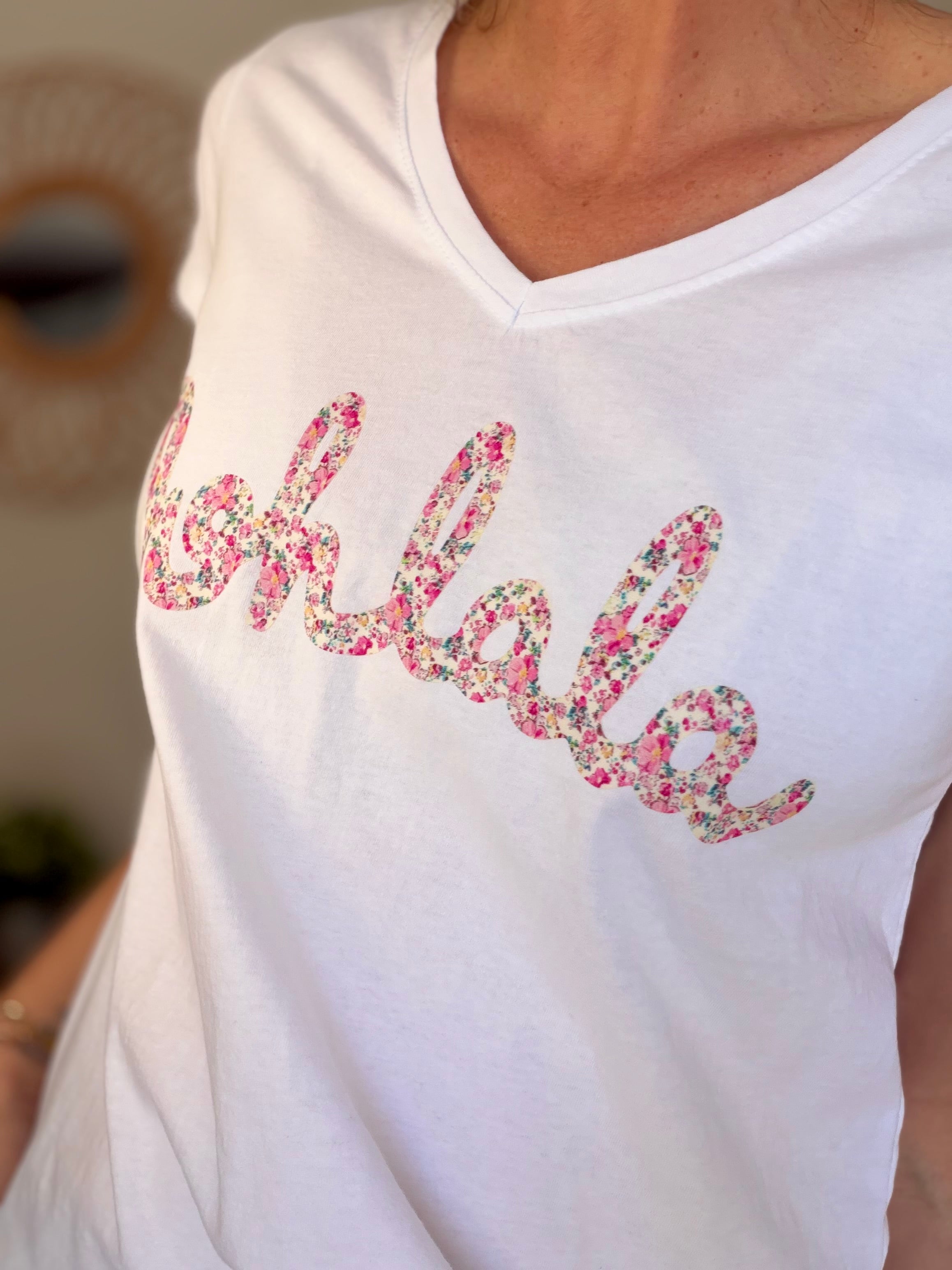 Tee shirt Ohlala Liberty VERA Blanc / Rose