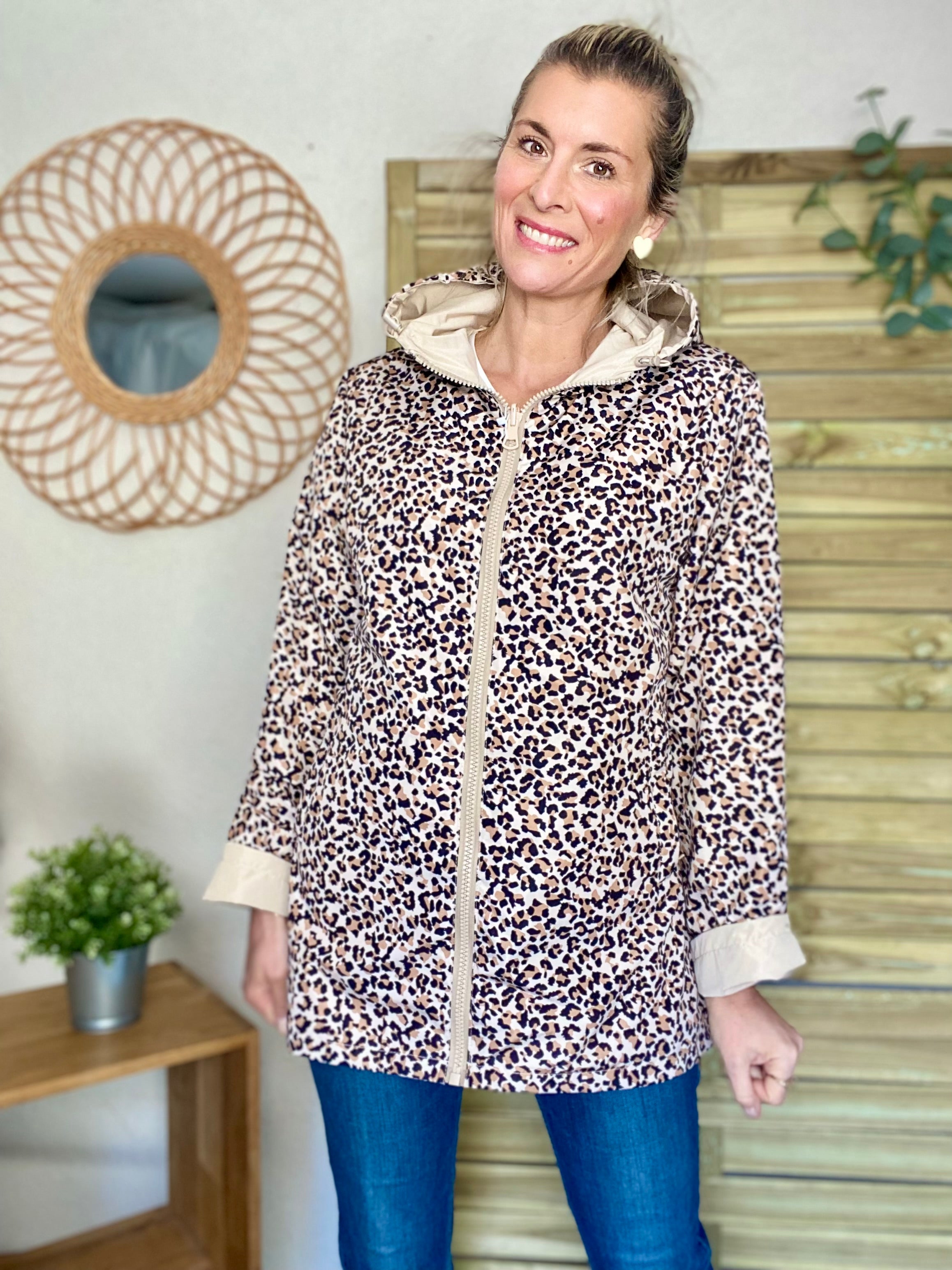 Imperméable réversible mi-long ALICE - Léo 🐆 / Beige