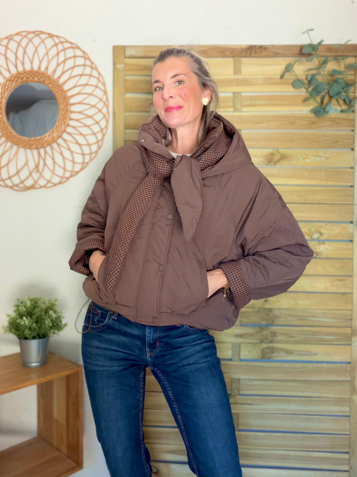 PRÉCOMMANDE (Expédition 22/10) • Veste matelassée capuche amovible réversible ODILE Chocolat