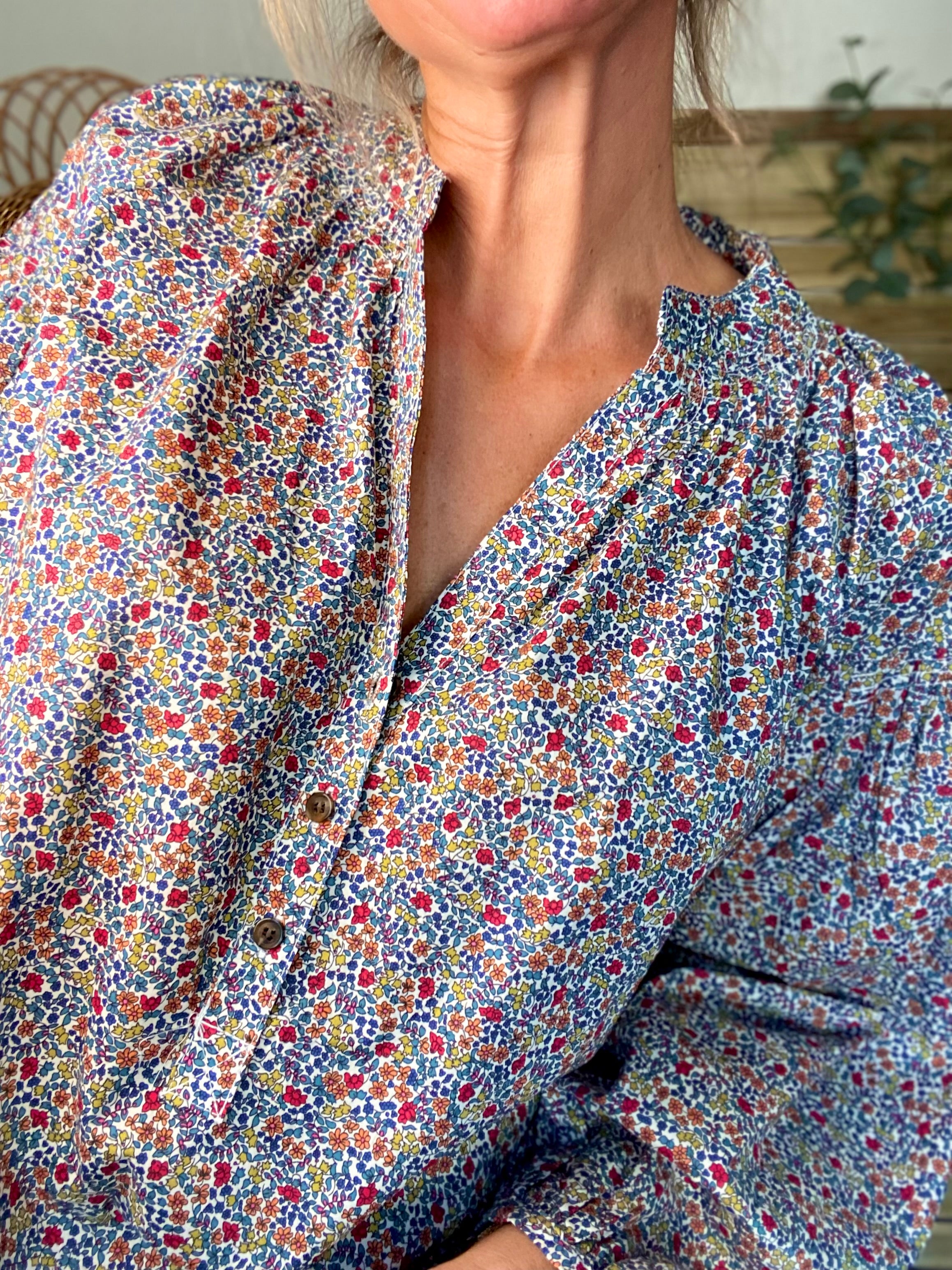 Blouse ample Liberty bleu EDWIGE