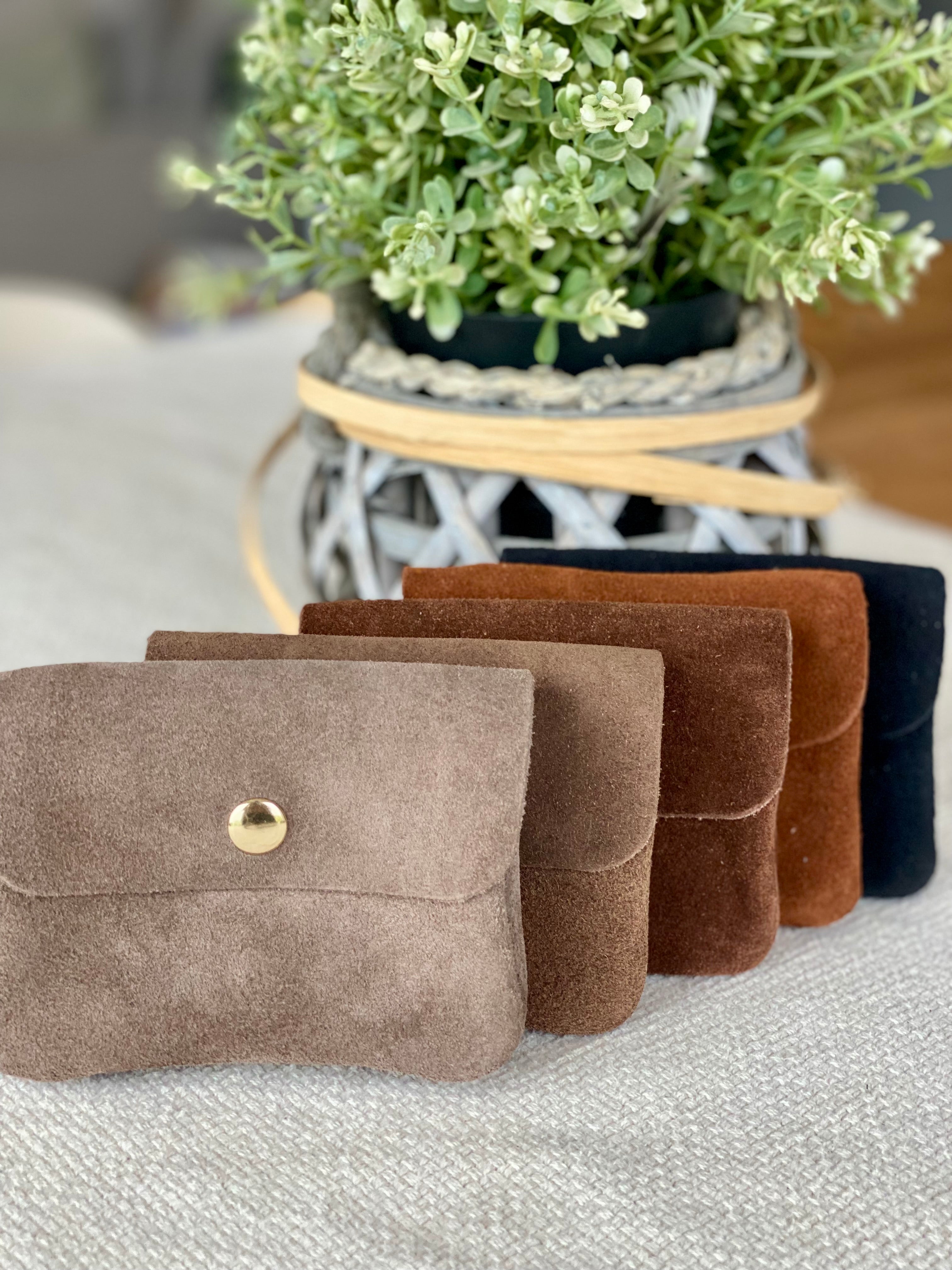 Porte monnaie / porte carte en cuir daim ACHILLE