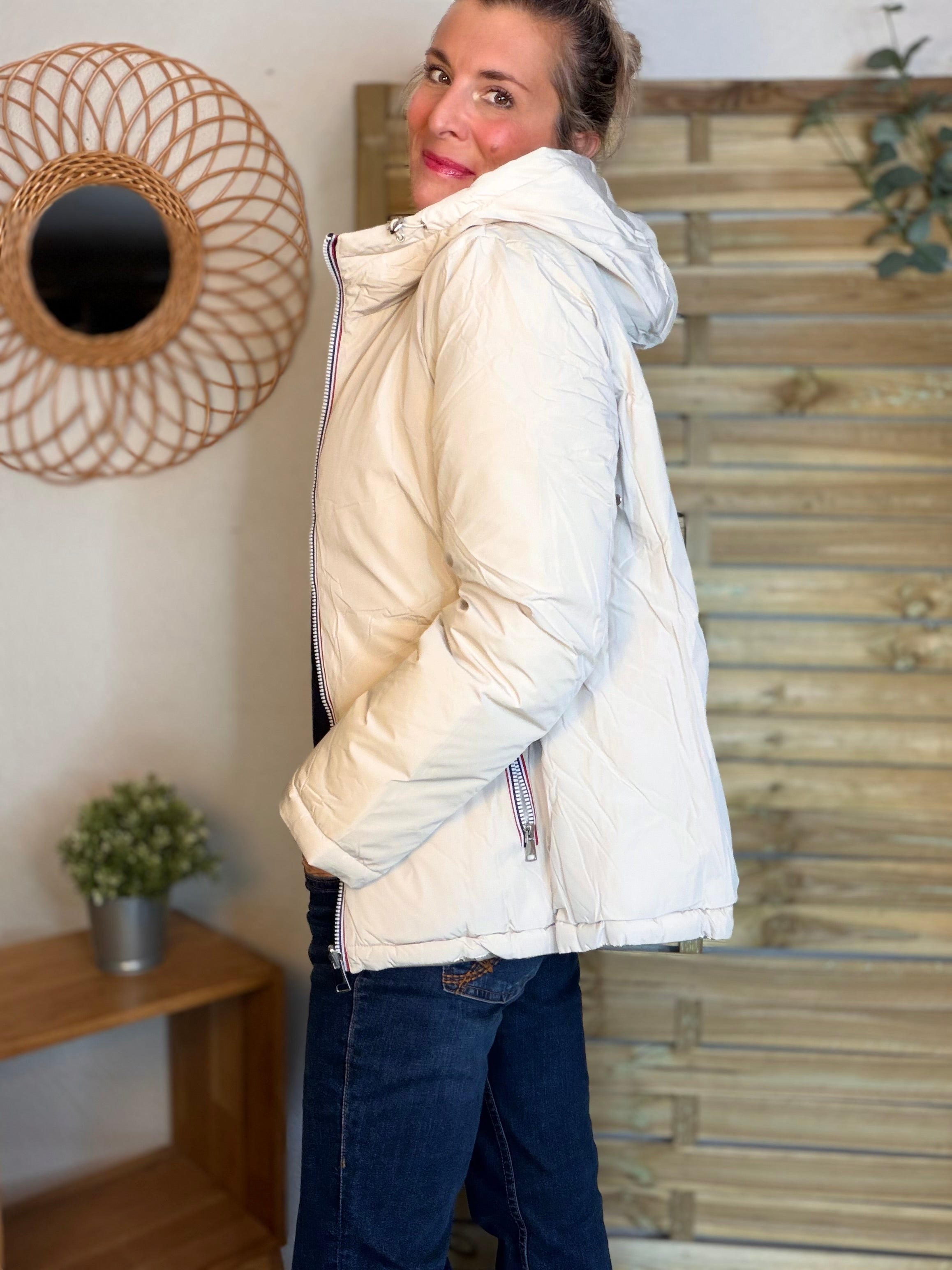 ⚡️PÉPITES FRIDAY - Doudoune imperméable réversible longue ANGÈLE COURT - Écru - MELYA MELODY