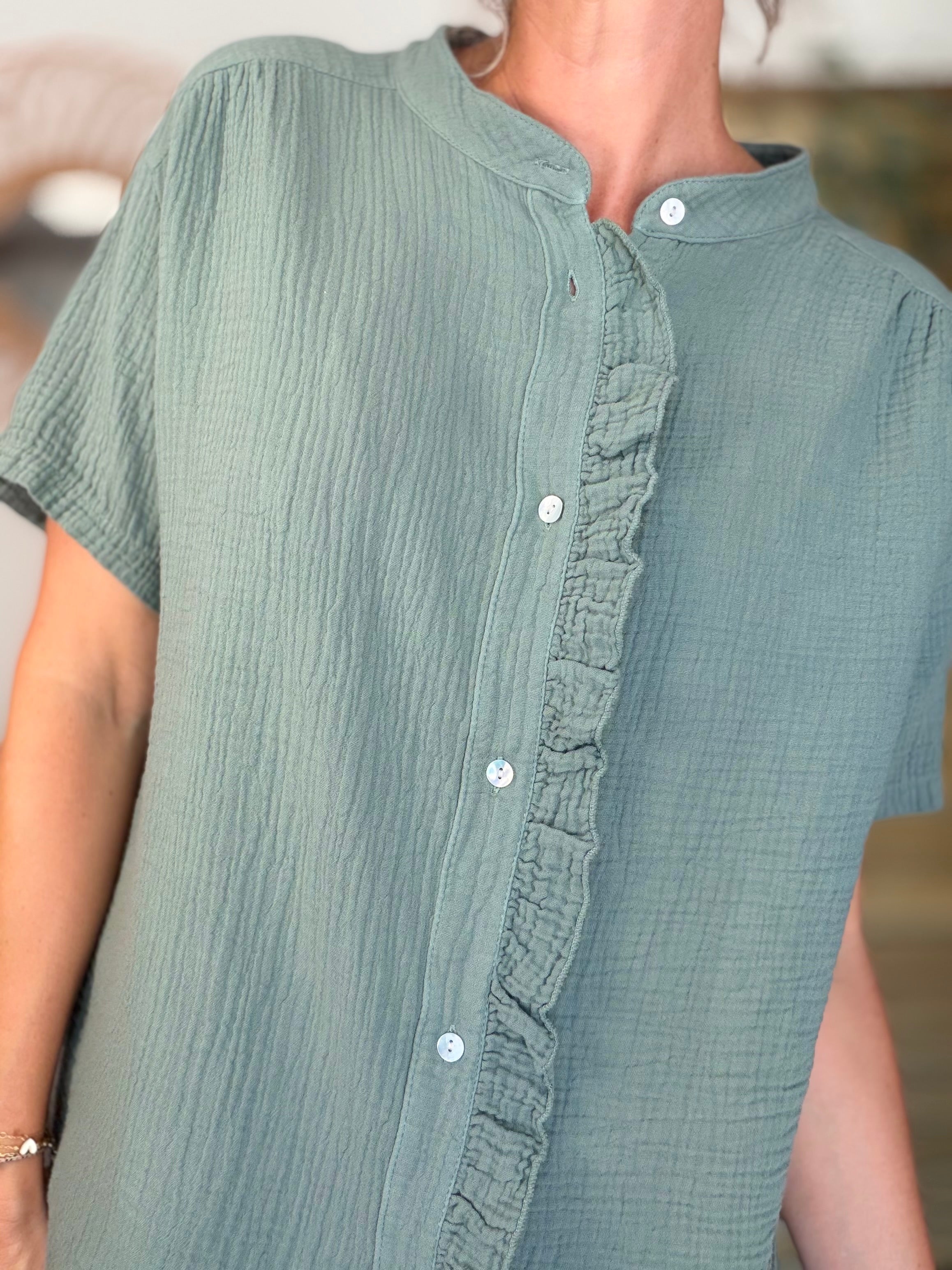 Blouse en gaze de coton ANAËLLE Kaki
