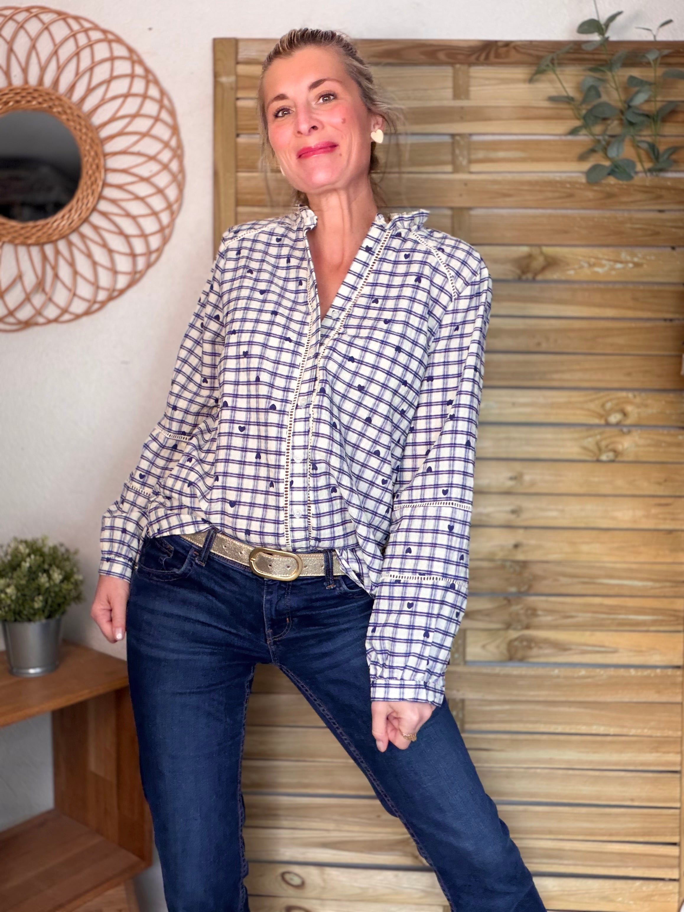 ⚡️ARRIVAGE - Blouse à carreaux et cœurs 💙 LYA bleue