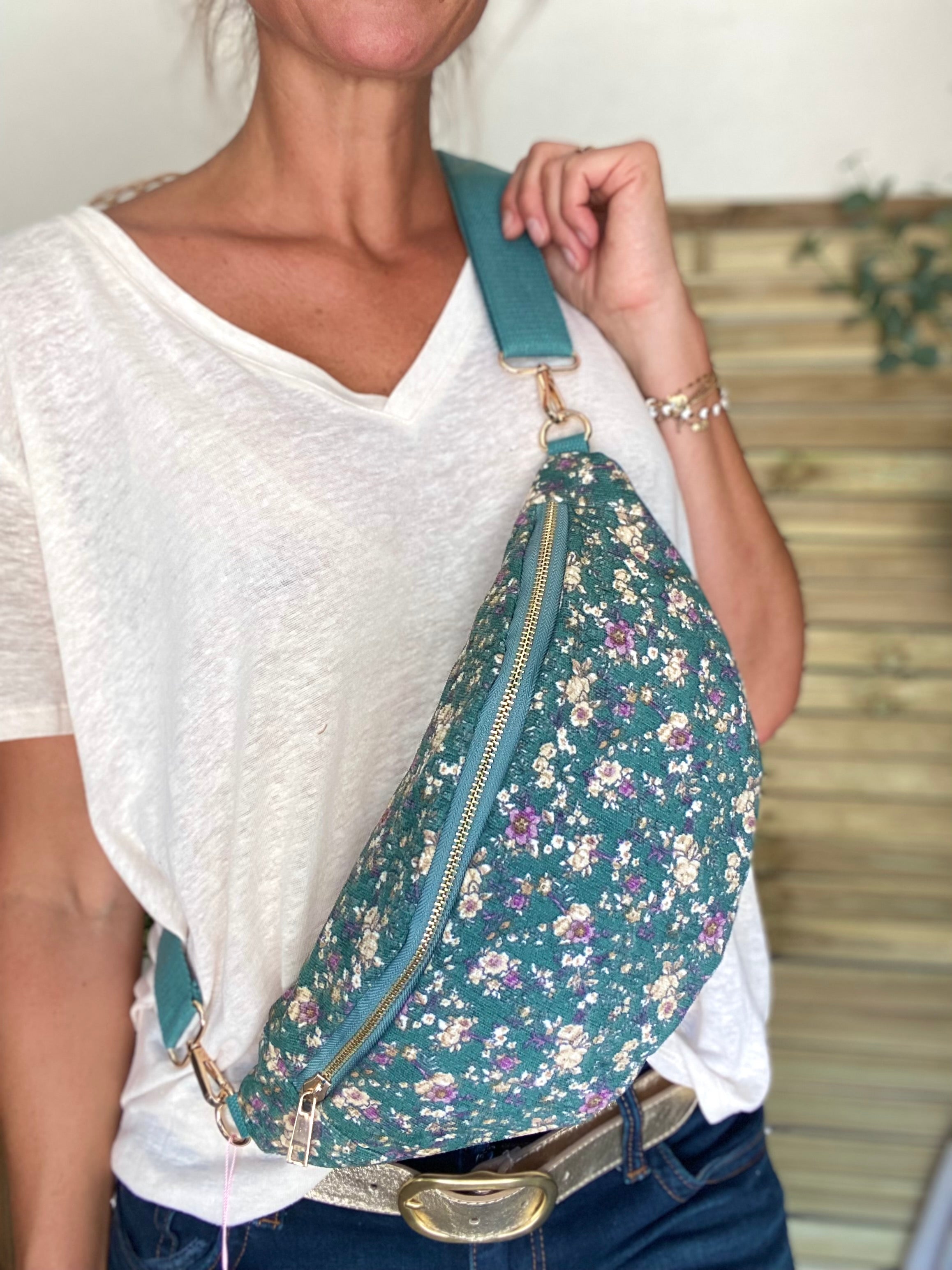 Sac banane XL Ciao Boum - IVY - Fleuri vert (20 coloris)