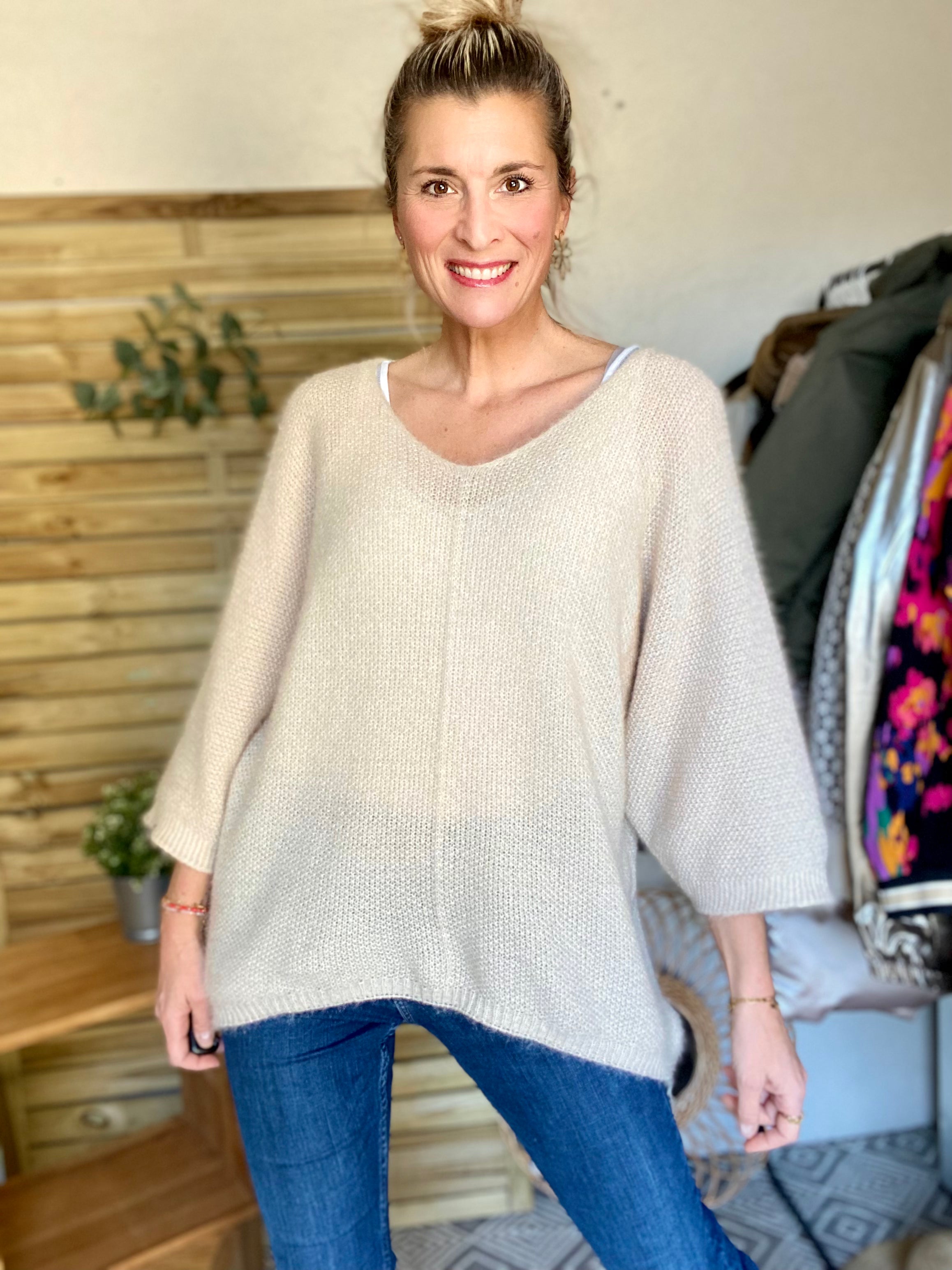 Pull oversize en maille ZOÉ - Écru