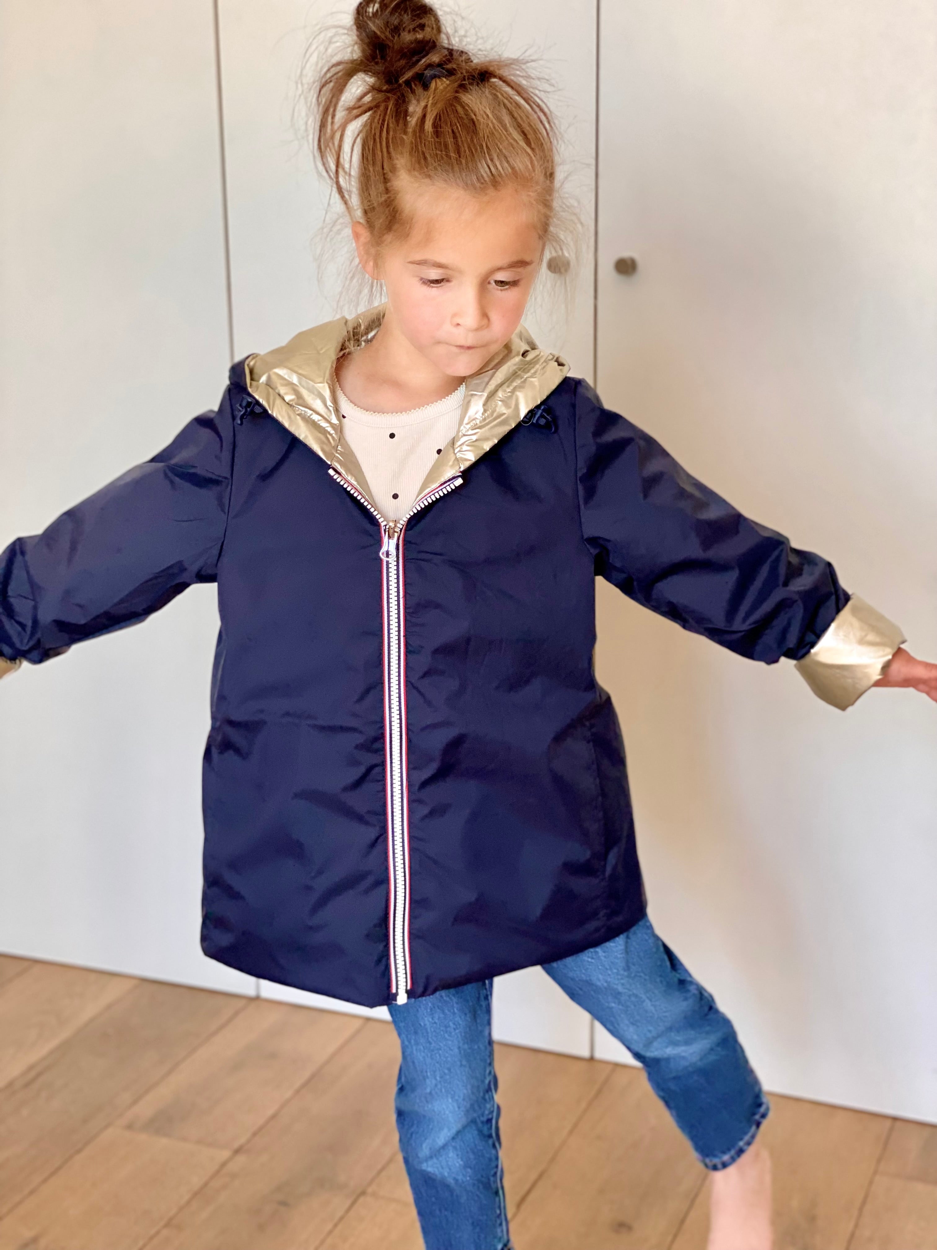 Impermeable reversible rembourre LOUISON KIDS enfant mixte Marine Dore 6 ans