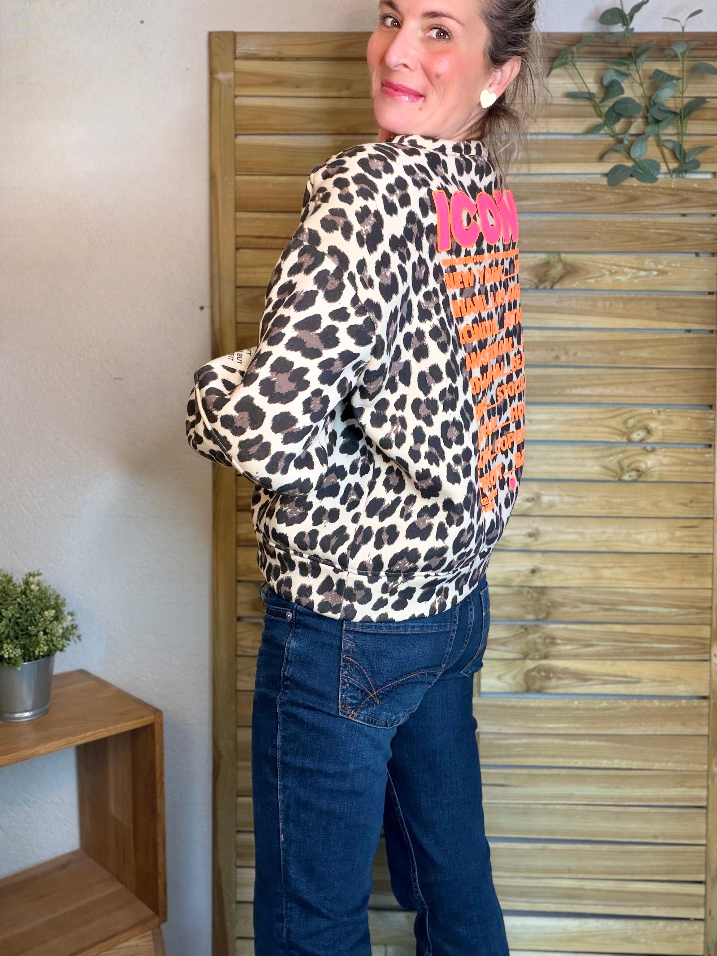 Sweat molleton imprimé Léo beige ICONIC 🐆 MANON