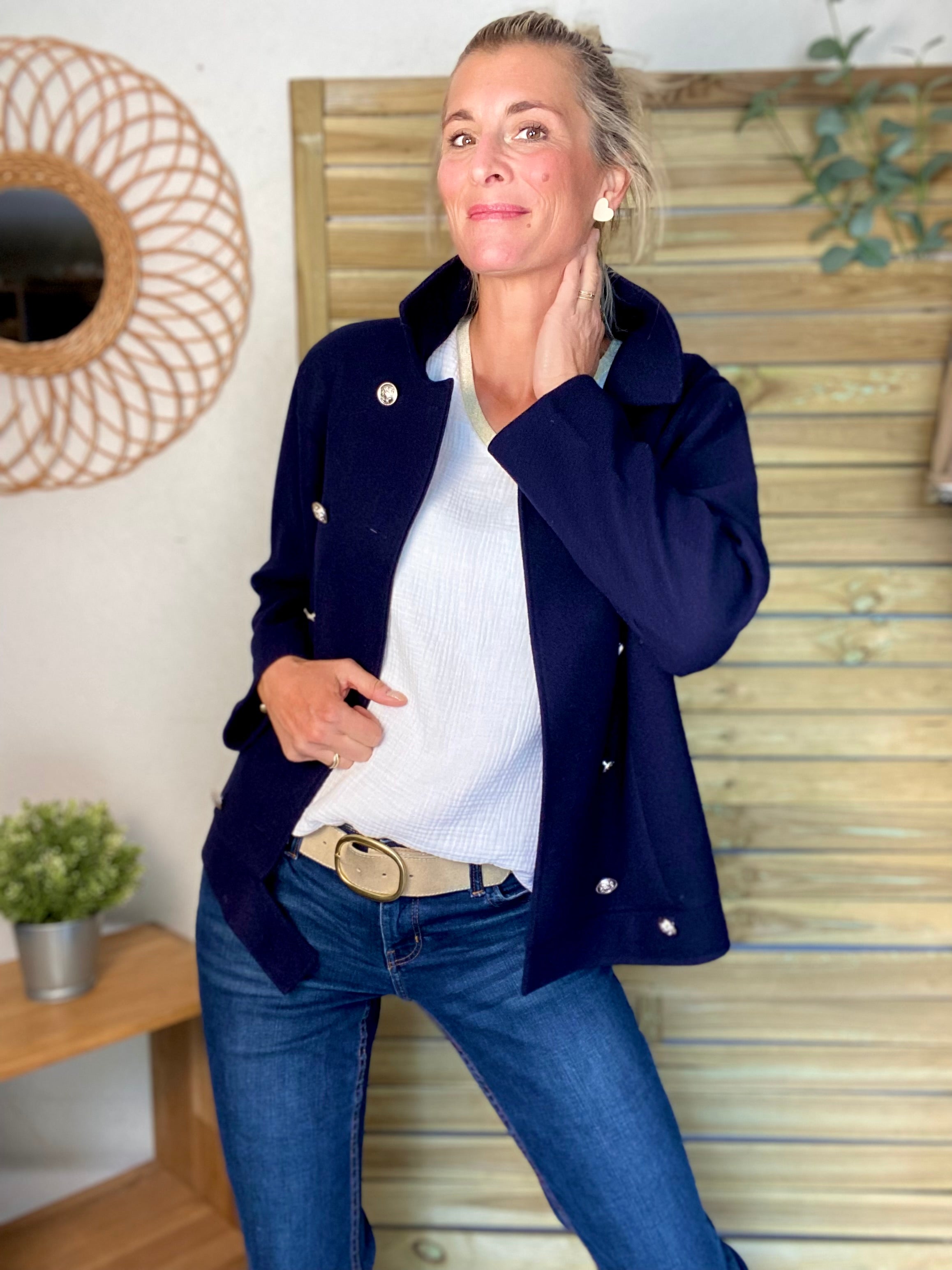 ⚠️ PRÉCOMMANDE (Expédition à partir du 01/10) - Veste caban légère JACK - Bleu marine