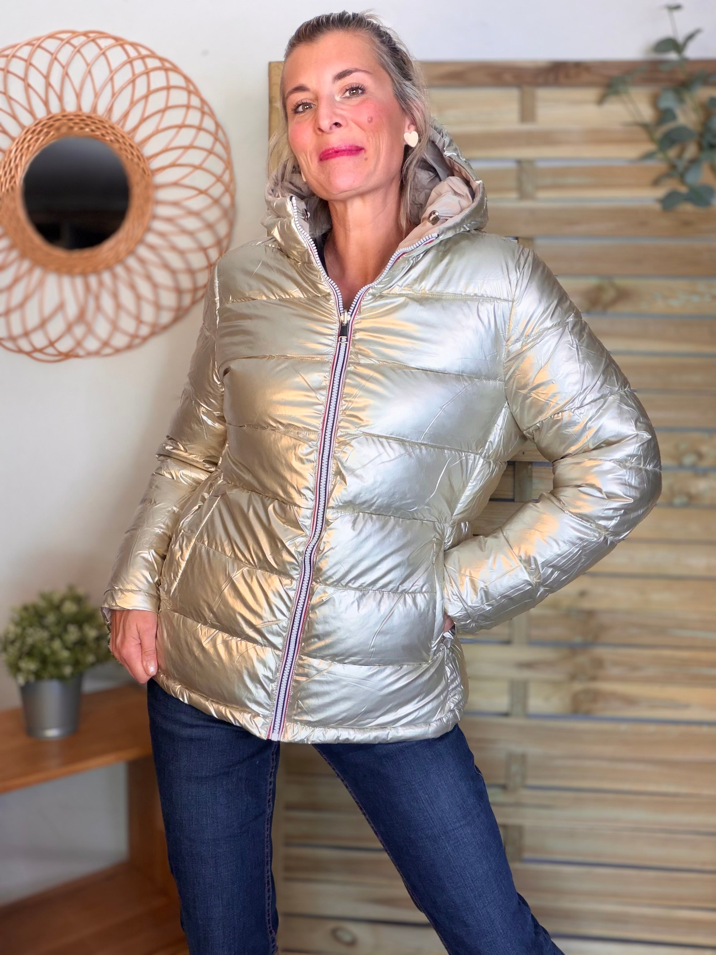 ⚡️PÉPITES FRIDAY - Doudoune imperméable réversible longue ANGÈLE COURT - Beige rosé - MELYA MELODY