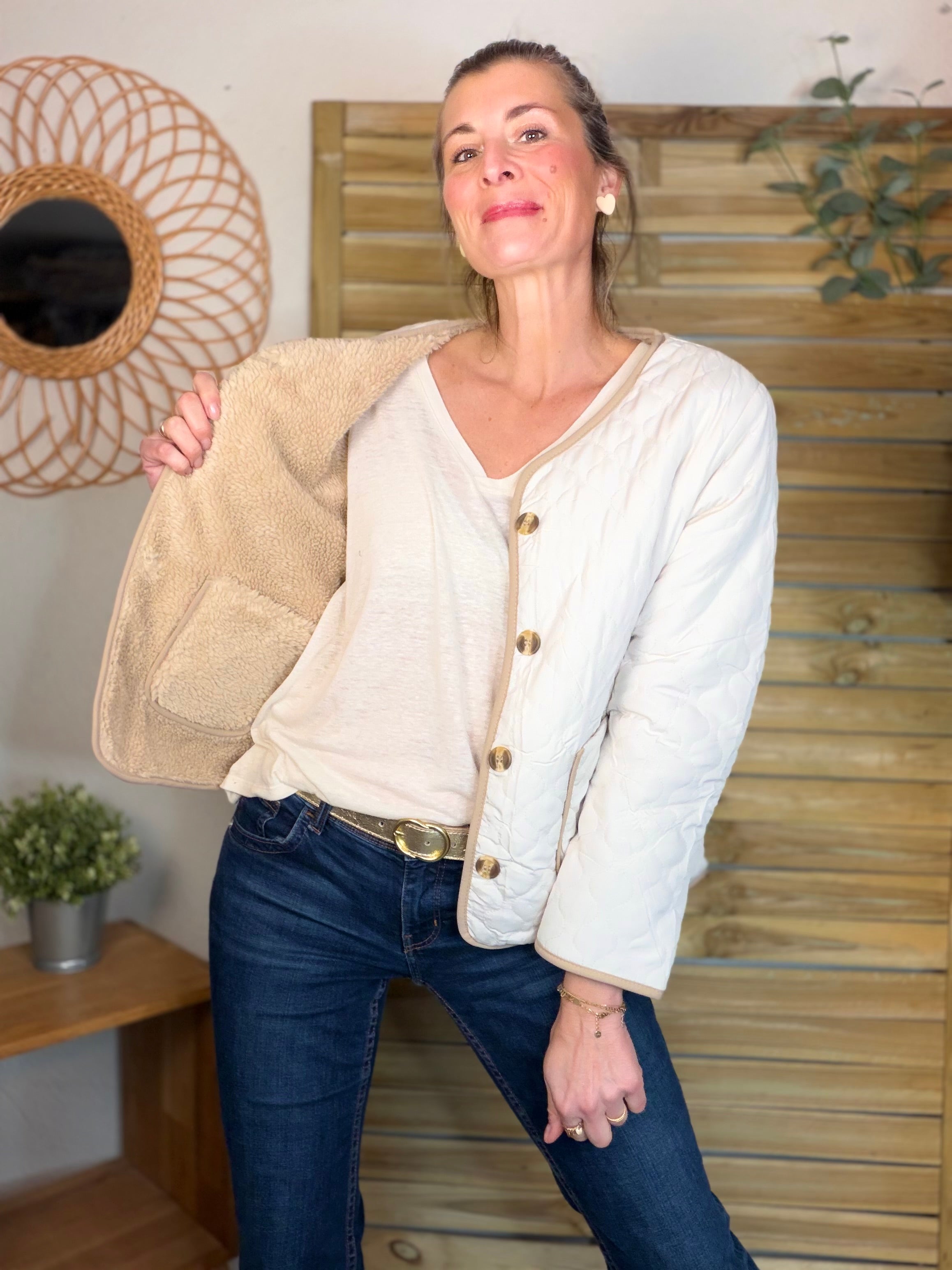 ⚡️ ARRIVAGE - Veste matelassée réversible Sherpa NOÉMIE Beige