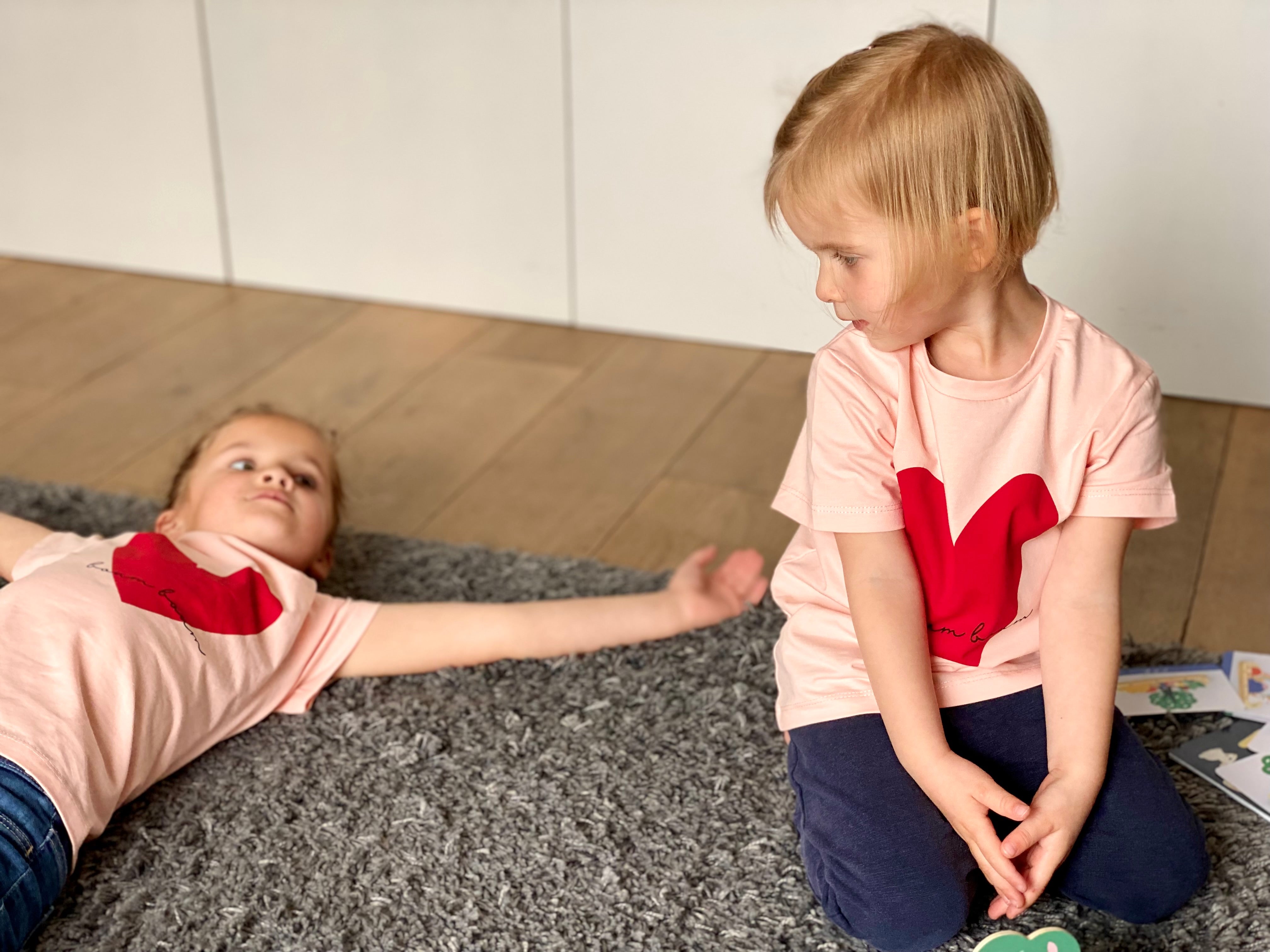 Tee shirt FAMILY rose, coeur rouge BOUM BOUM - taille 2 ans au XL - FIN DE SÉRIE