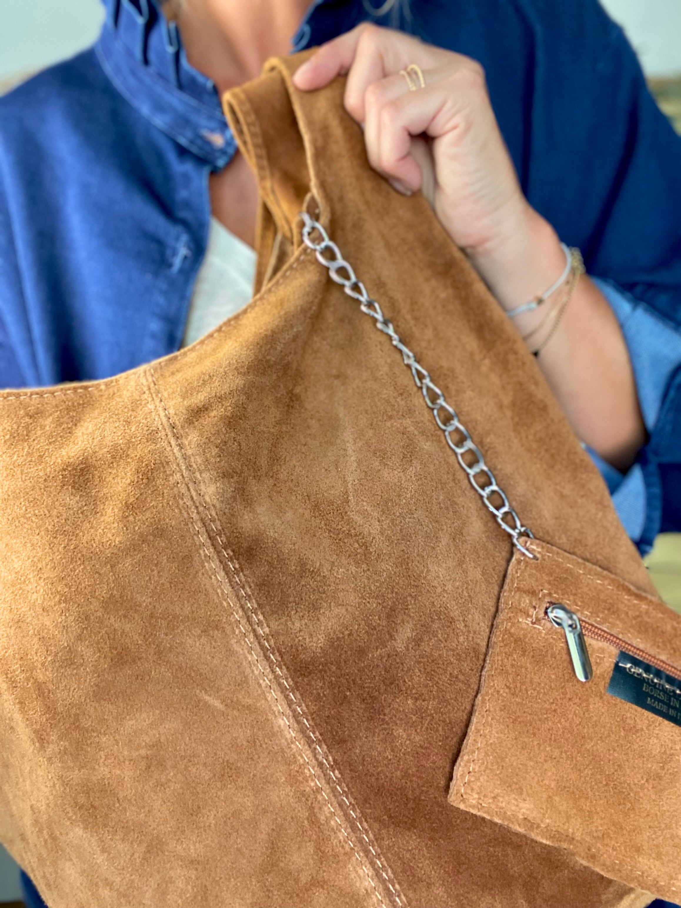 Sac cabas cuir daim MARLON - Camel