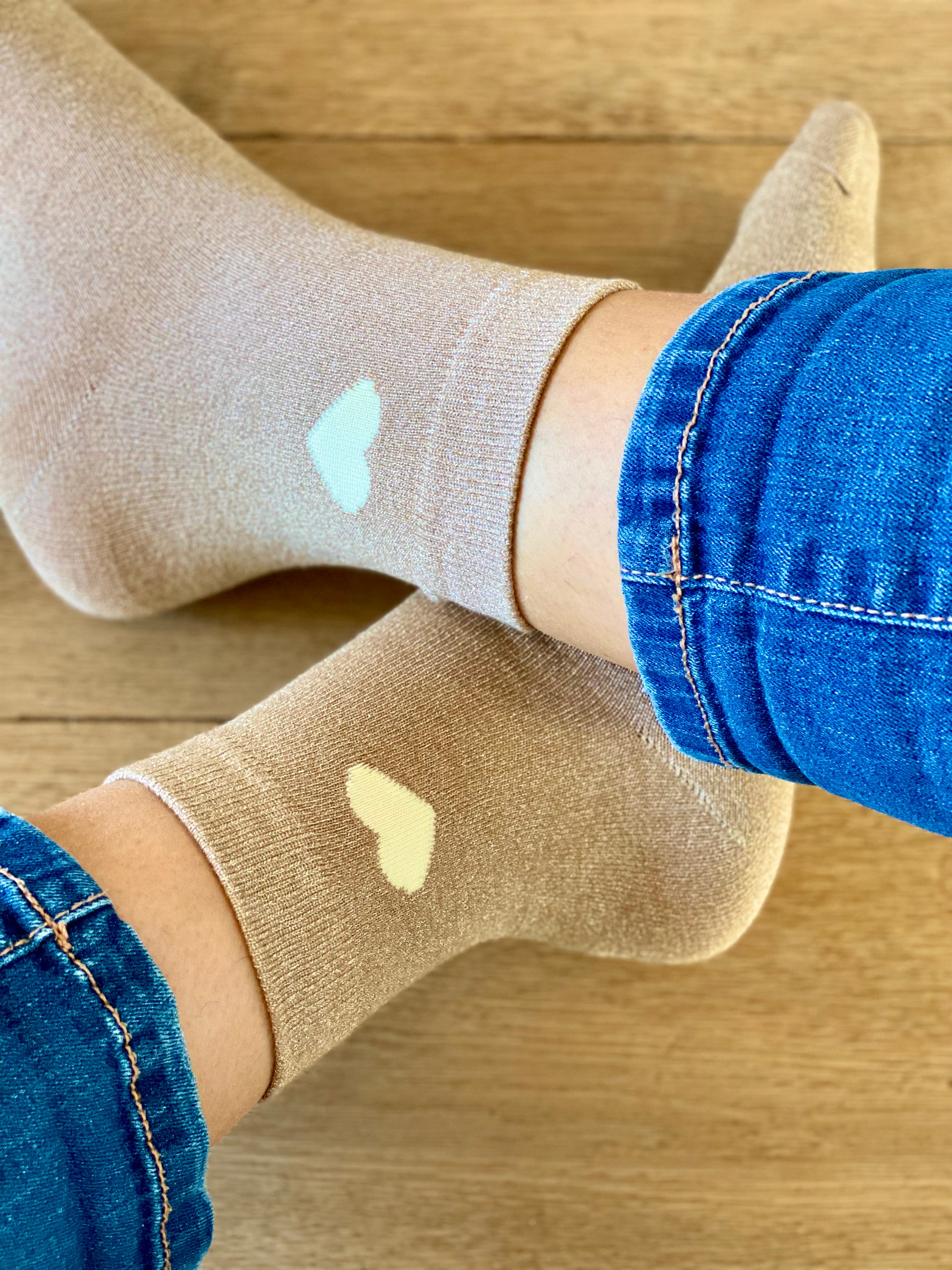 Chaussettes scintillantes glitter ZAHO - Coeur ❤️💛