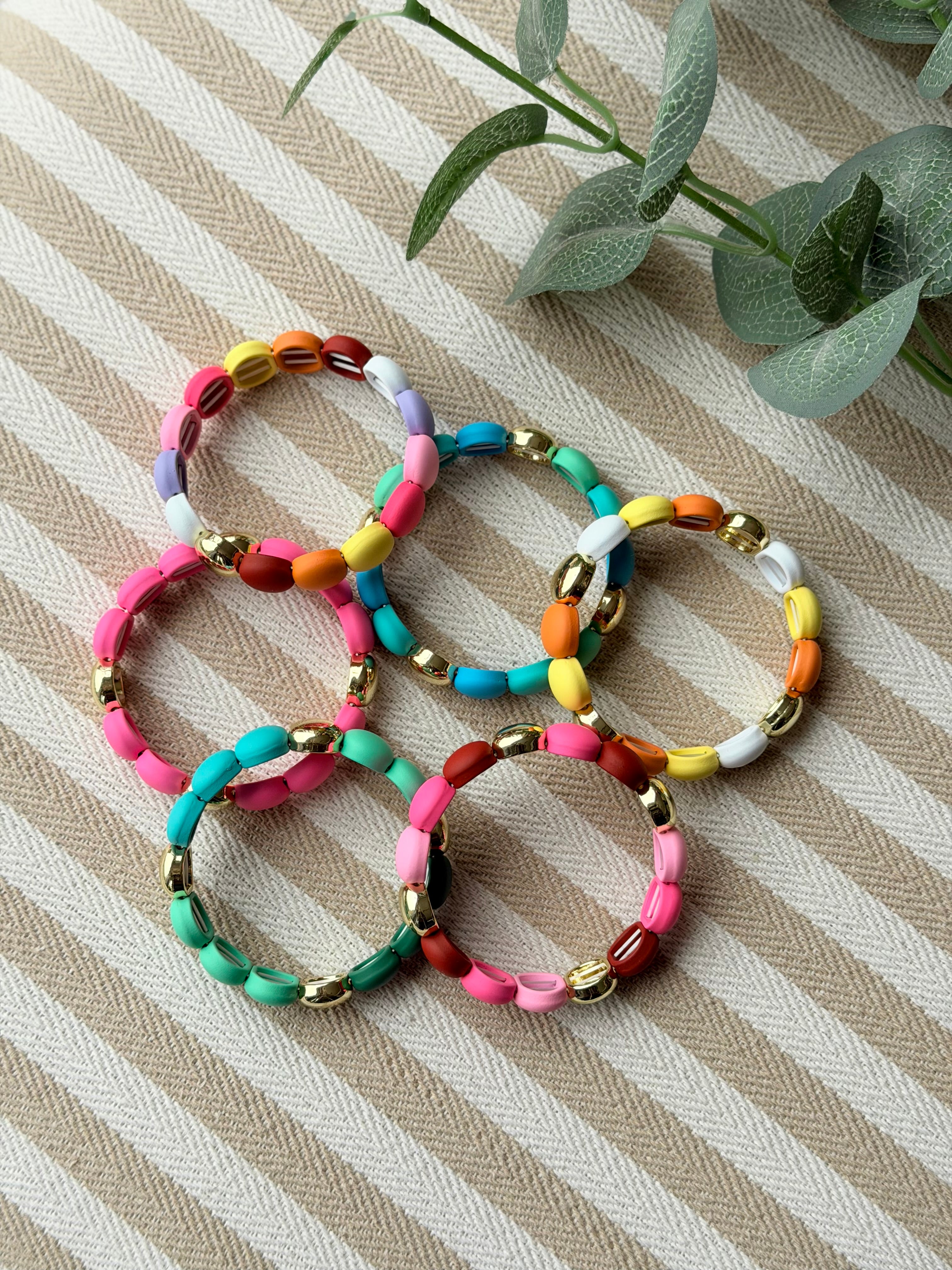 Bracelet élastiqué perles plates NINA