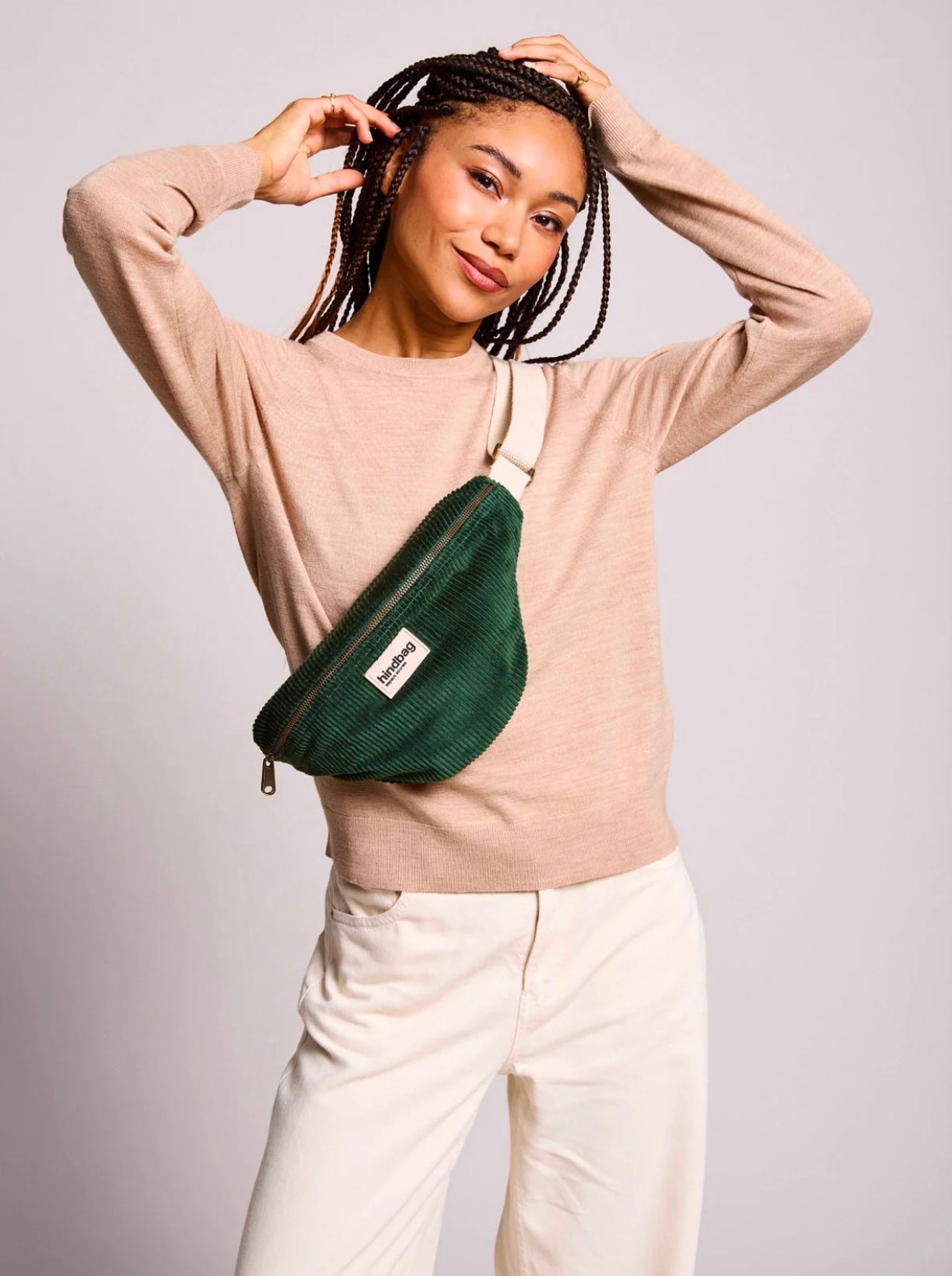 Sac banane HINDBAG Olivia Velours Vert Sapin