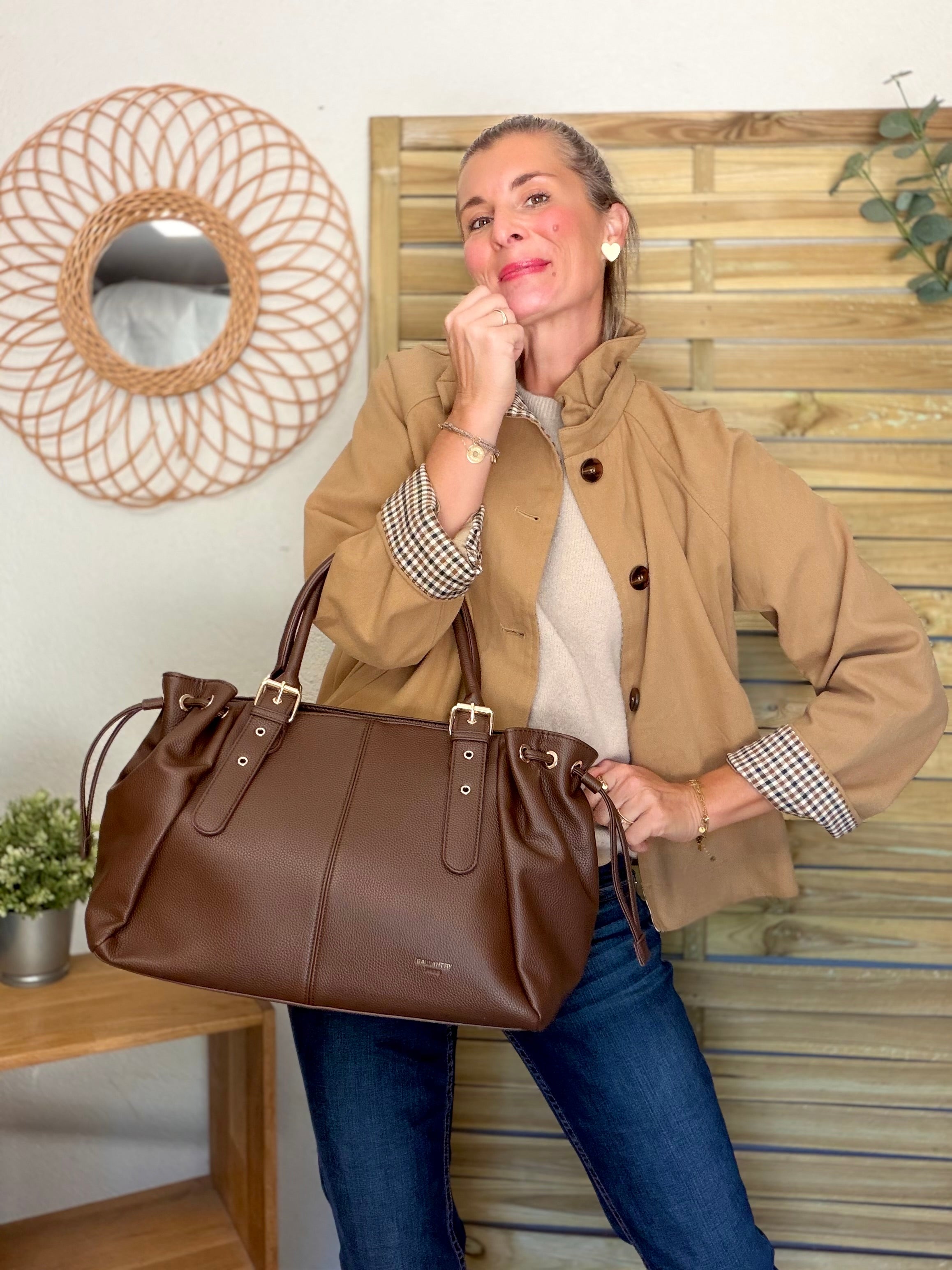 Sac cabas XL simili cuir CLÉA Café