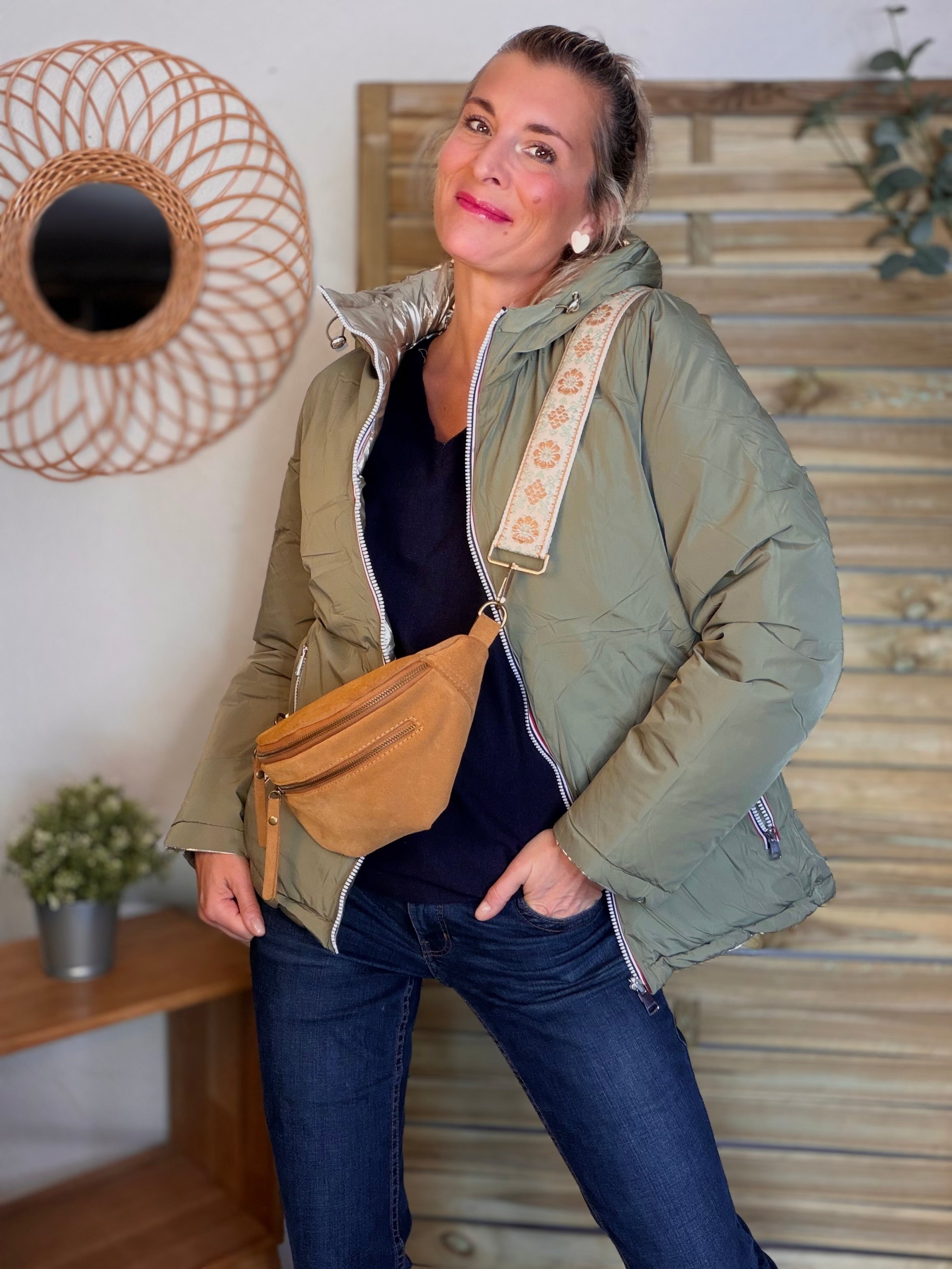 ⚡️PÉPITES FRIDAY - Doudoune imperméable réversible longue ANGÈLE COURT - Kaki clair - MELYA MELODY