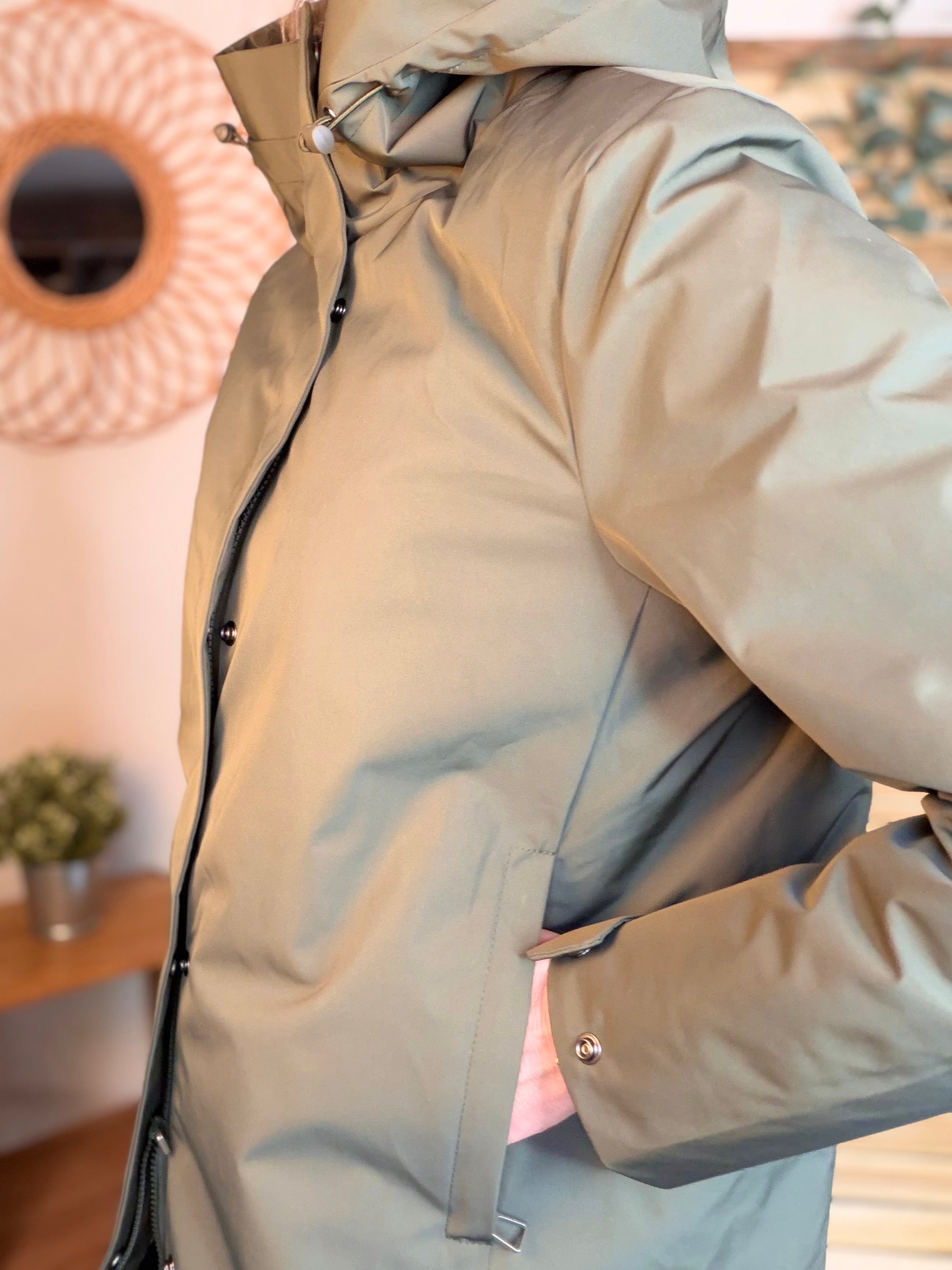 Parka fourrée imperméable AMBRE - Kaki / Beige - LAURA JO