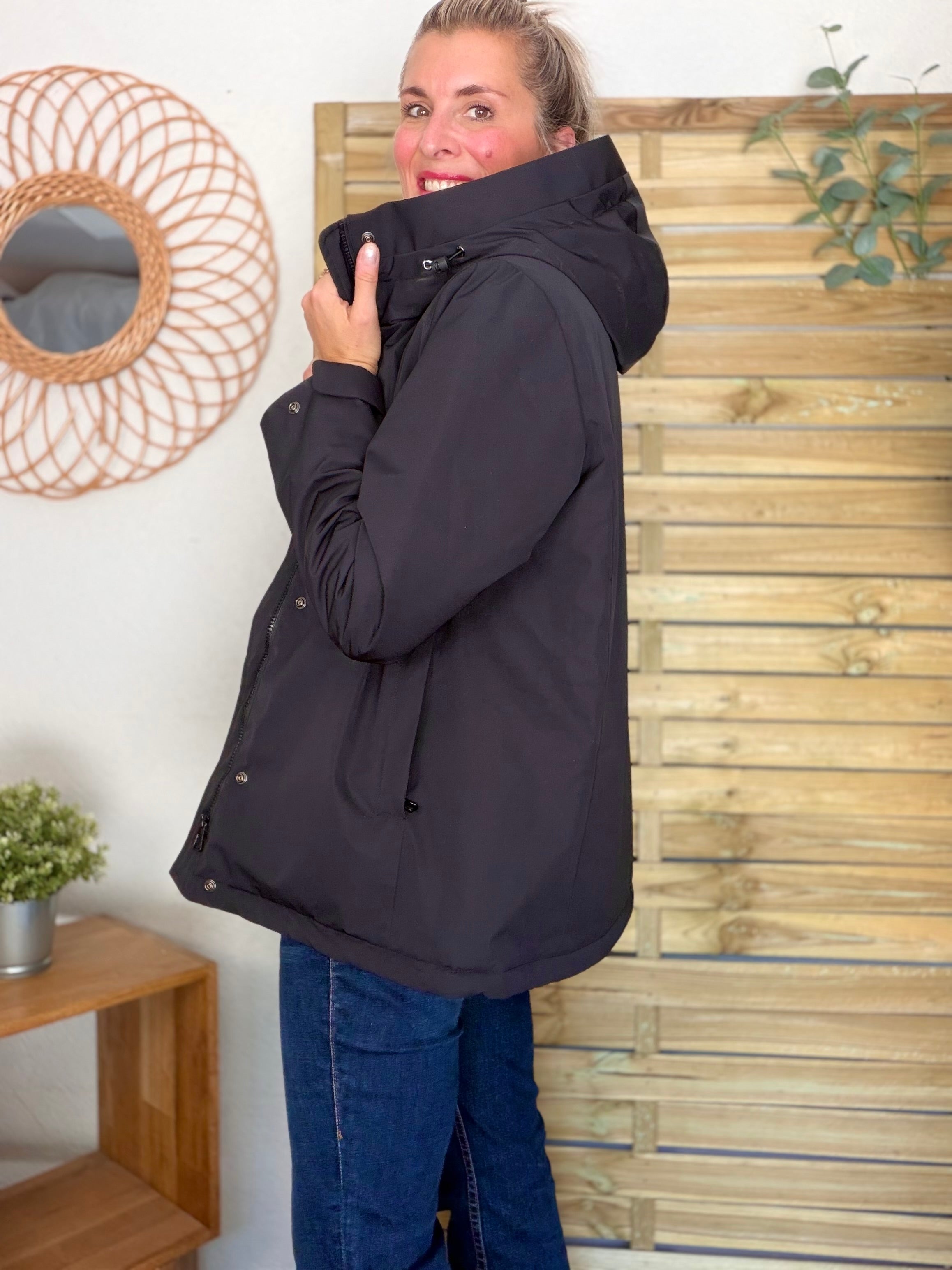 LAURA JO - Parka fourrée imperméable AMBRE MI-LONG - Noir / Camel