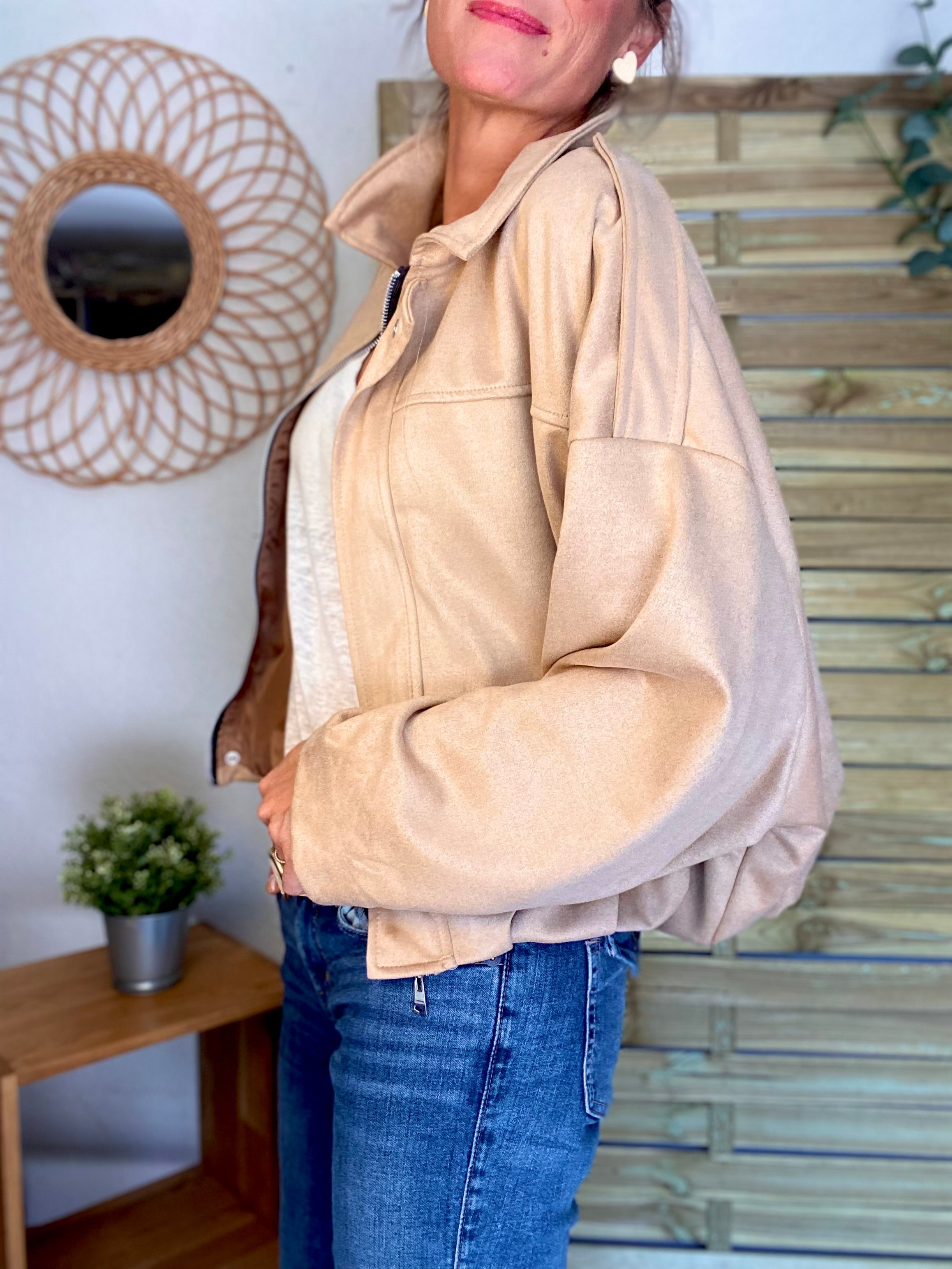 Veste oversize en suédine ISAAC - Camel clair