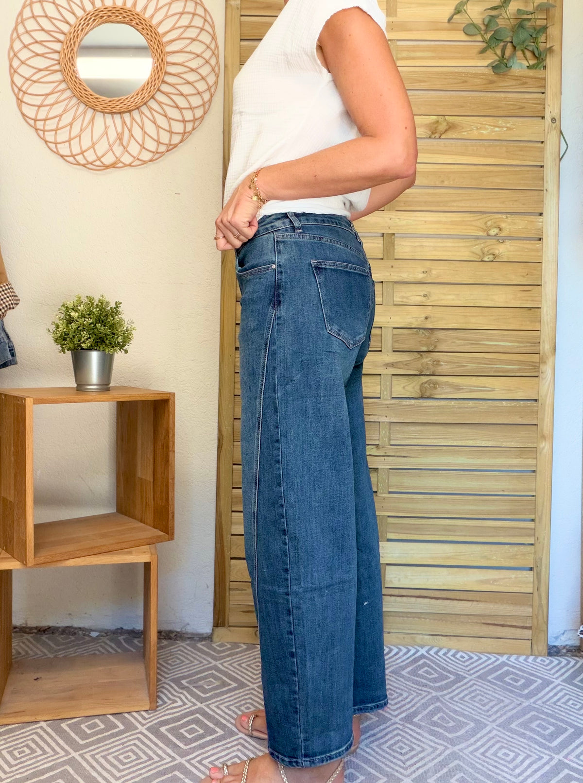 Pantalon Jean coupe barrel LÉON Bleu