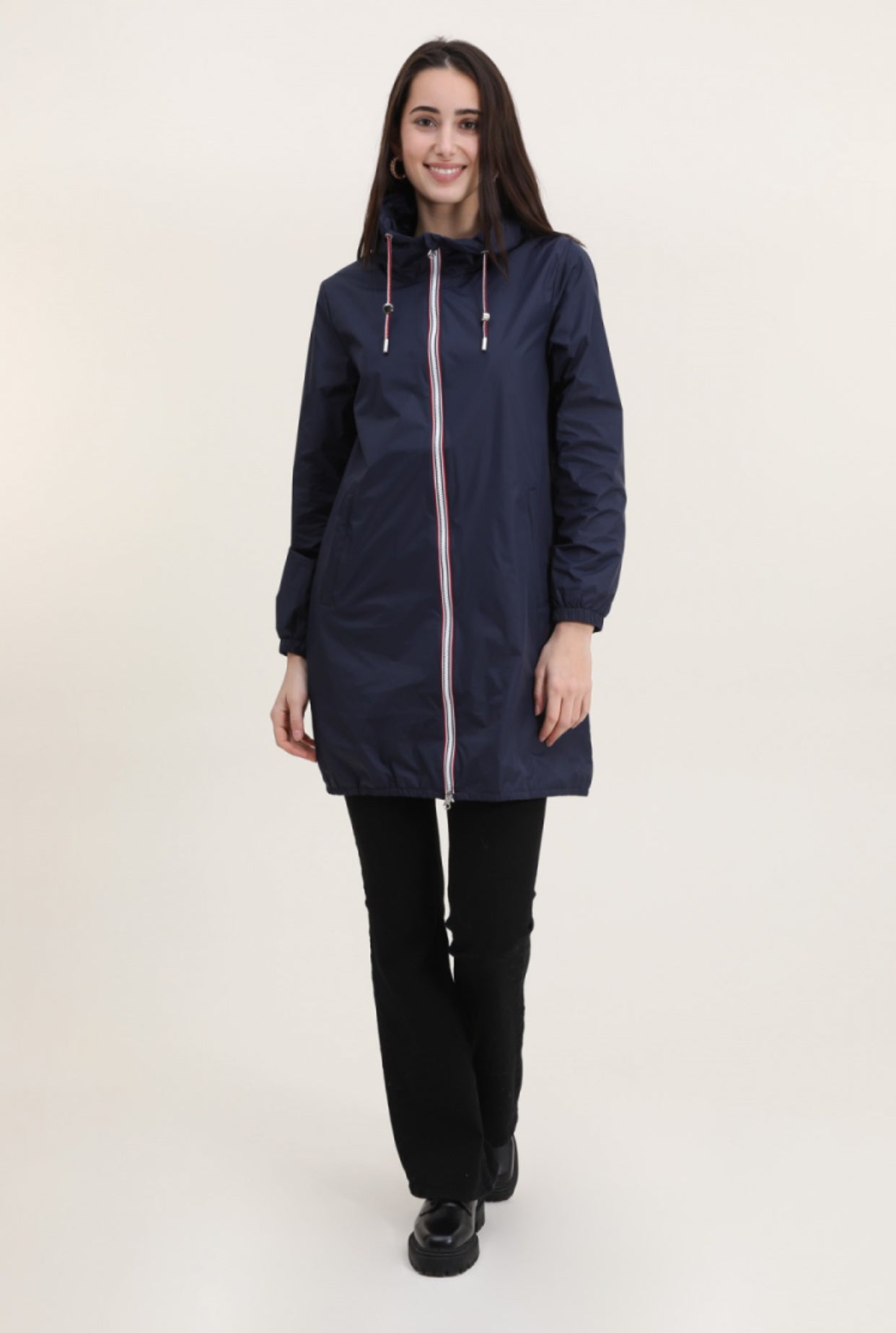 Imperméable mi-saison doublé SOLINE LONG - Bleu marine - Laura Jo