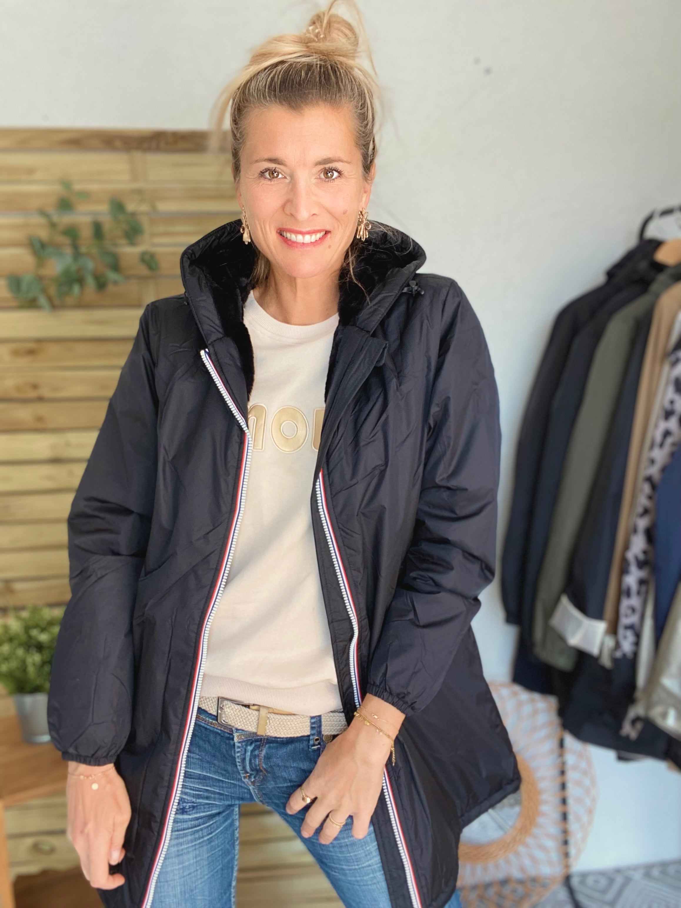 Parka Imperméable LOUISE LONG fourré - Noir - Laura Jo