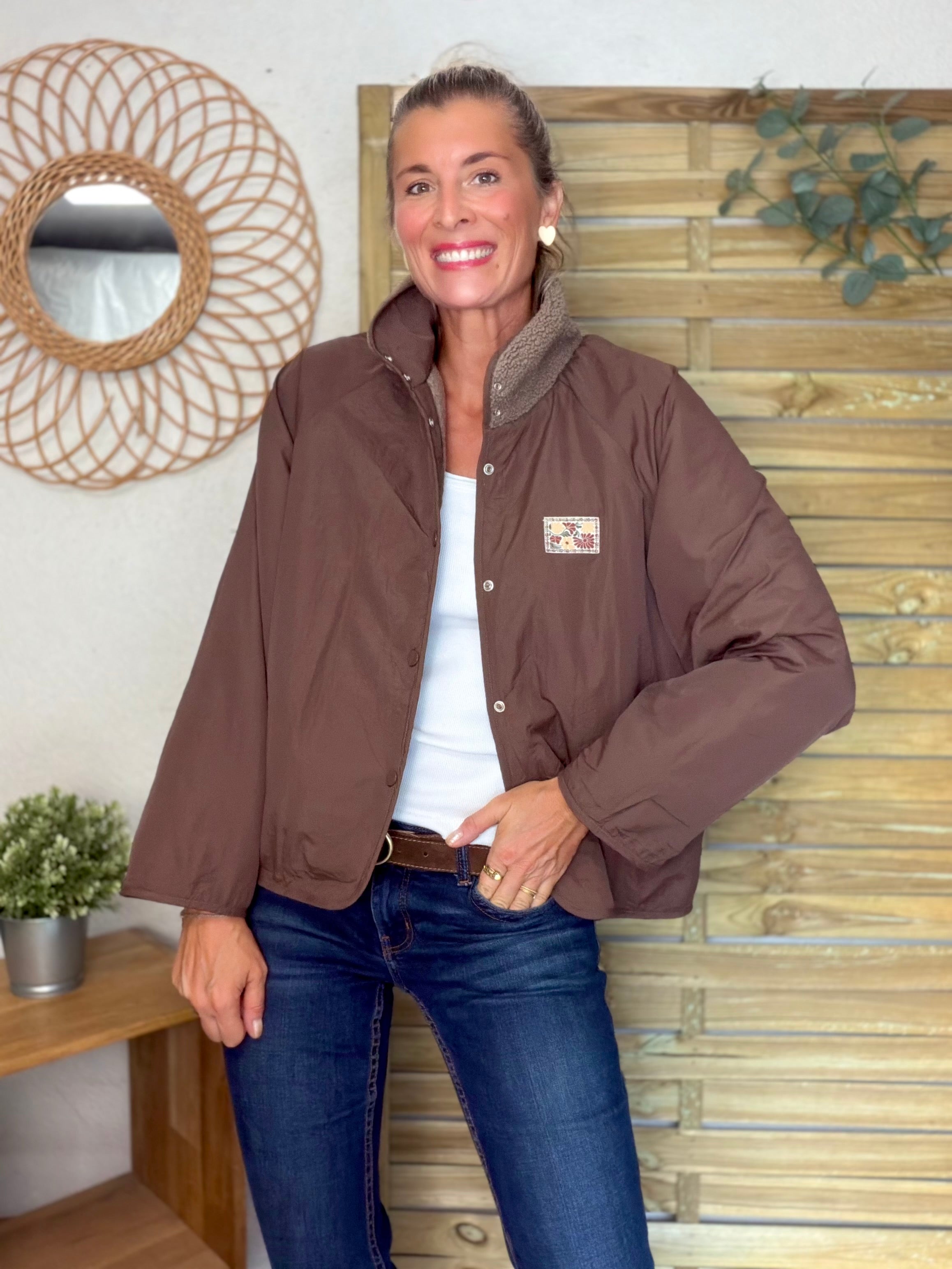 Veste matelassée réversible Sherpa AMÉLIE Chocolat