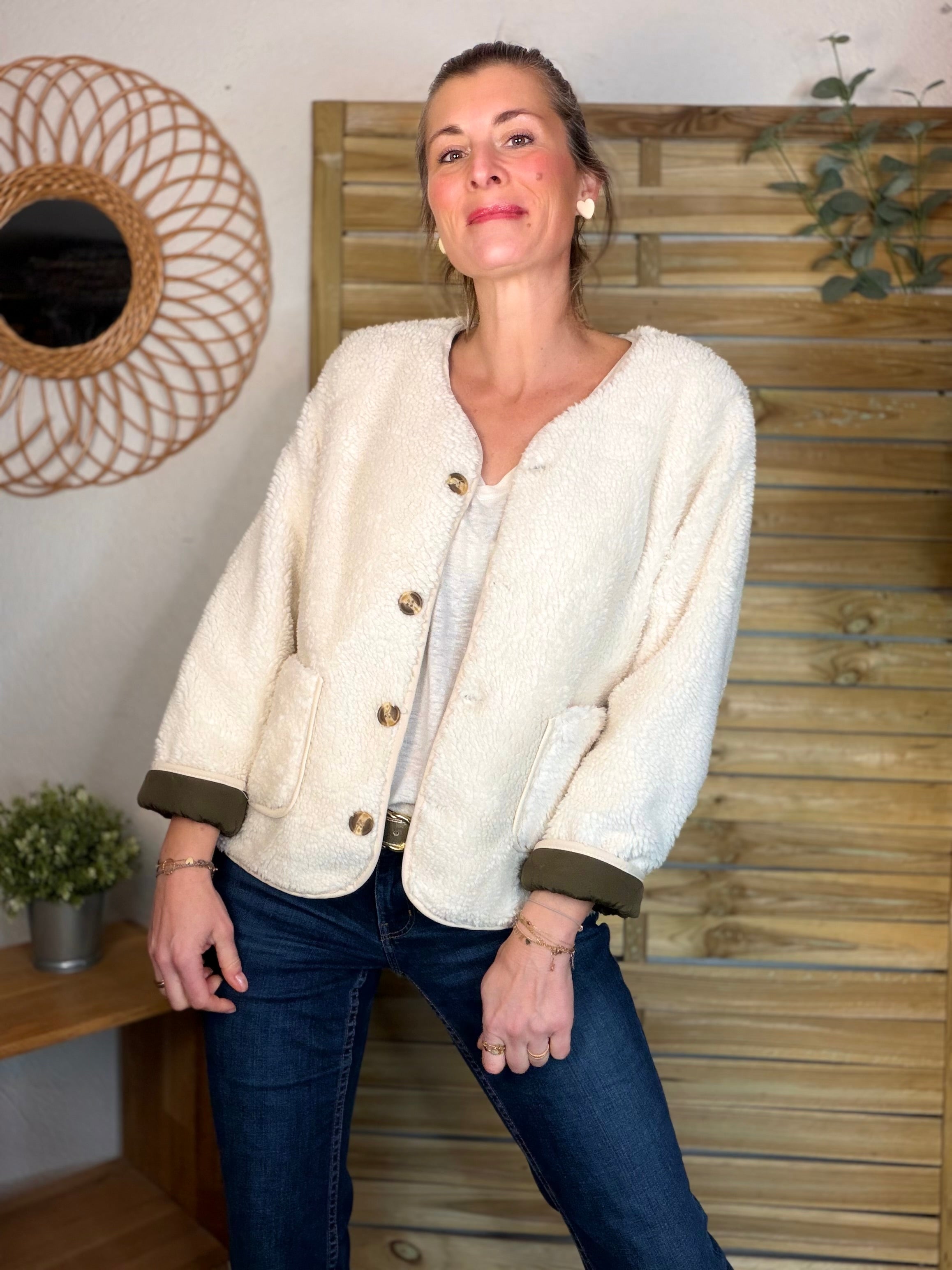 ⚡️ ARRIVAGE - Veste matelassée réversible Sherpa NOÉMIE Kaki