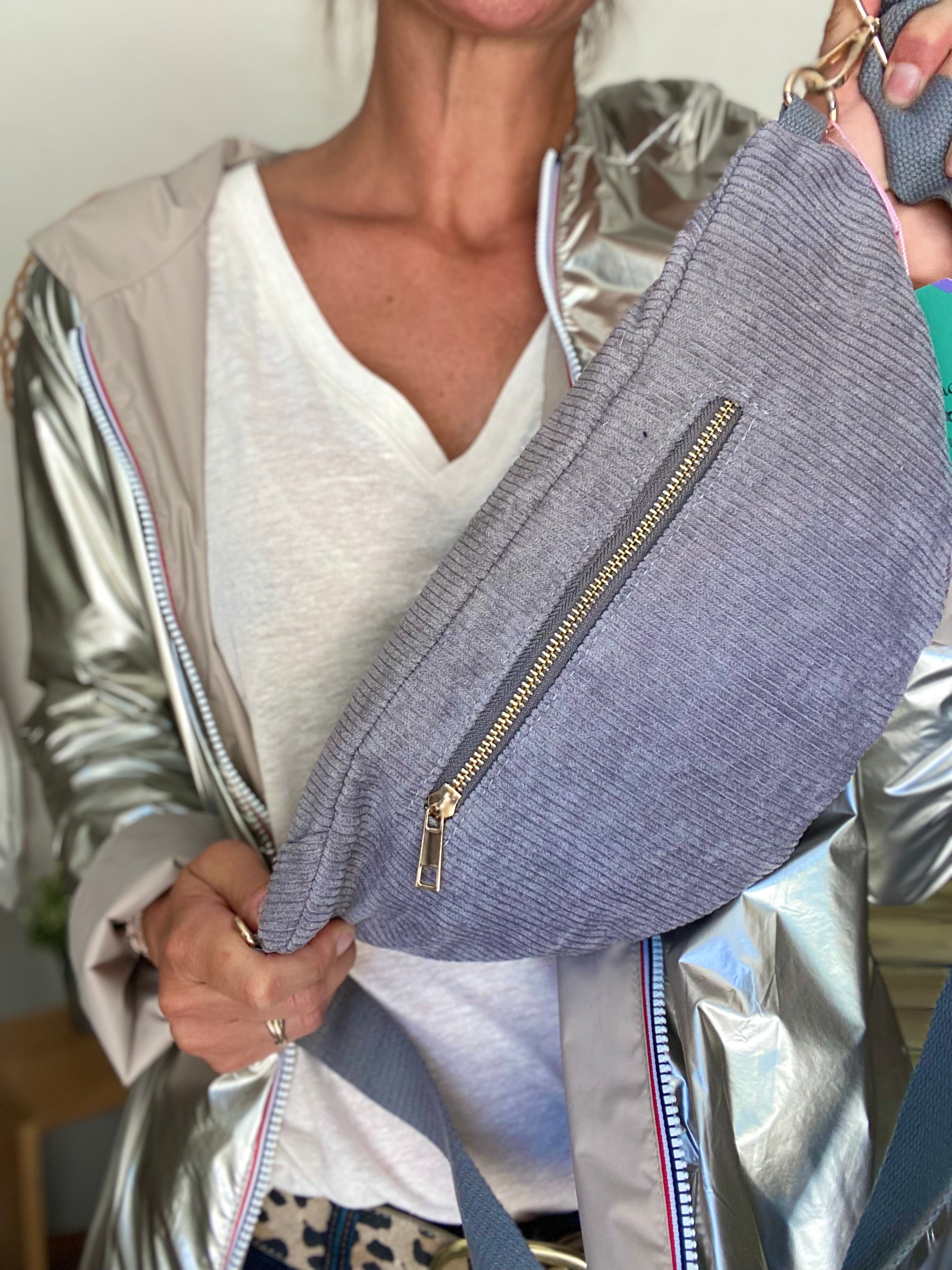 Sac banane XL velours côtelé Ciao Boum - IVY -  Gris (20 coloris)