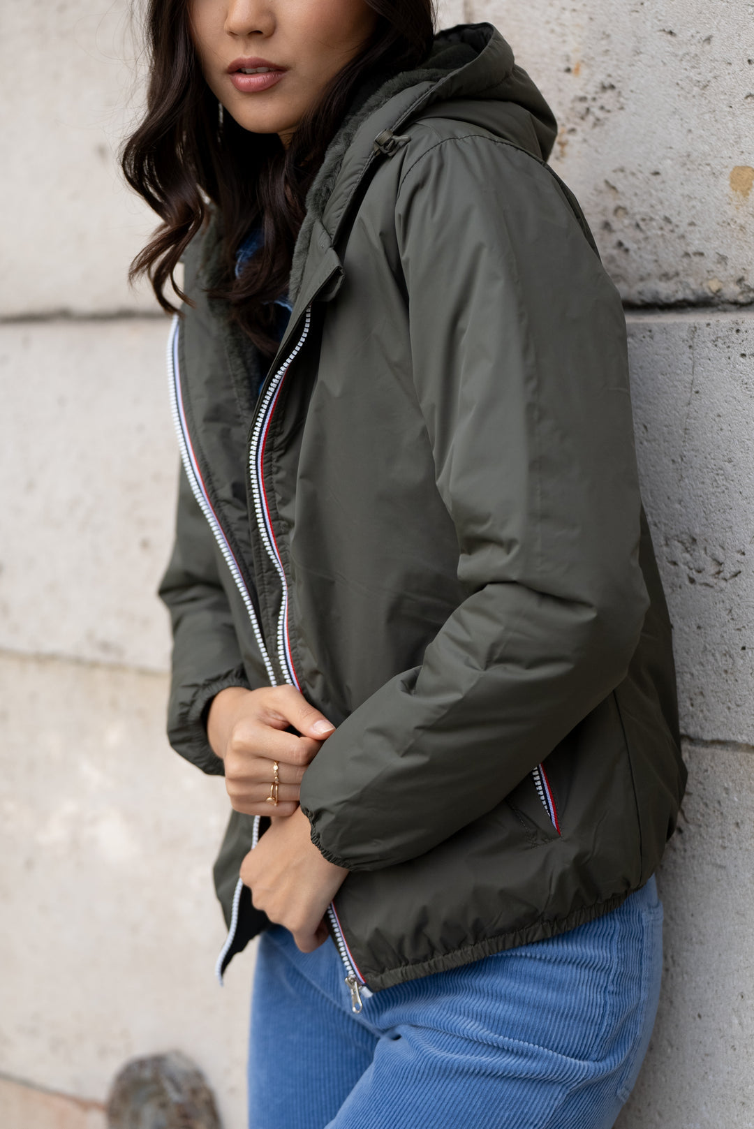 Parka Imperméable LOUISE COURT fourré - Kaki - LAURA JO