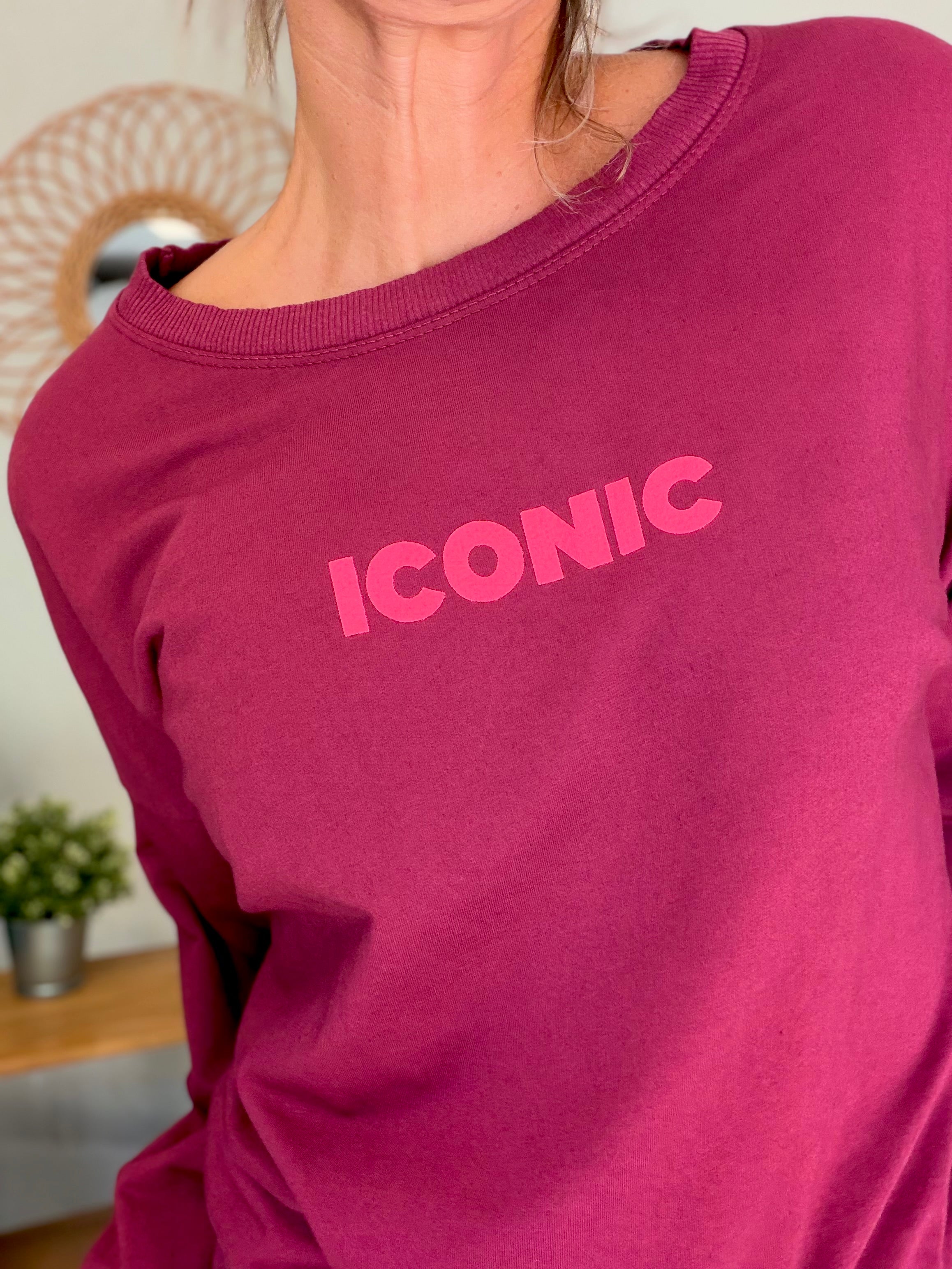 Sweat ICONIC léger 100% coton FAUSTINE Bordeaux (taille 36 à 46)