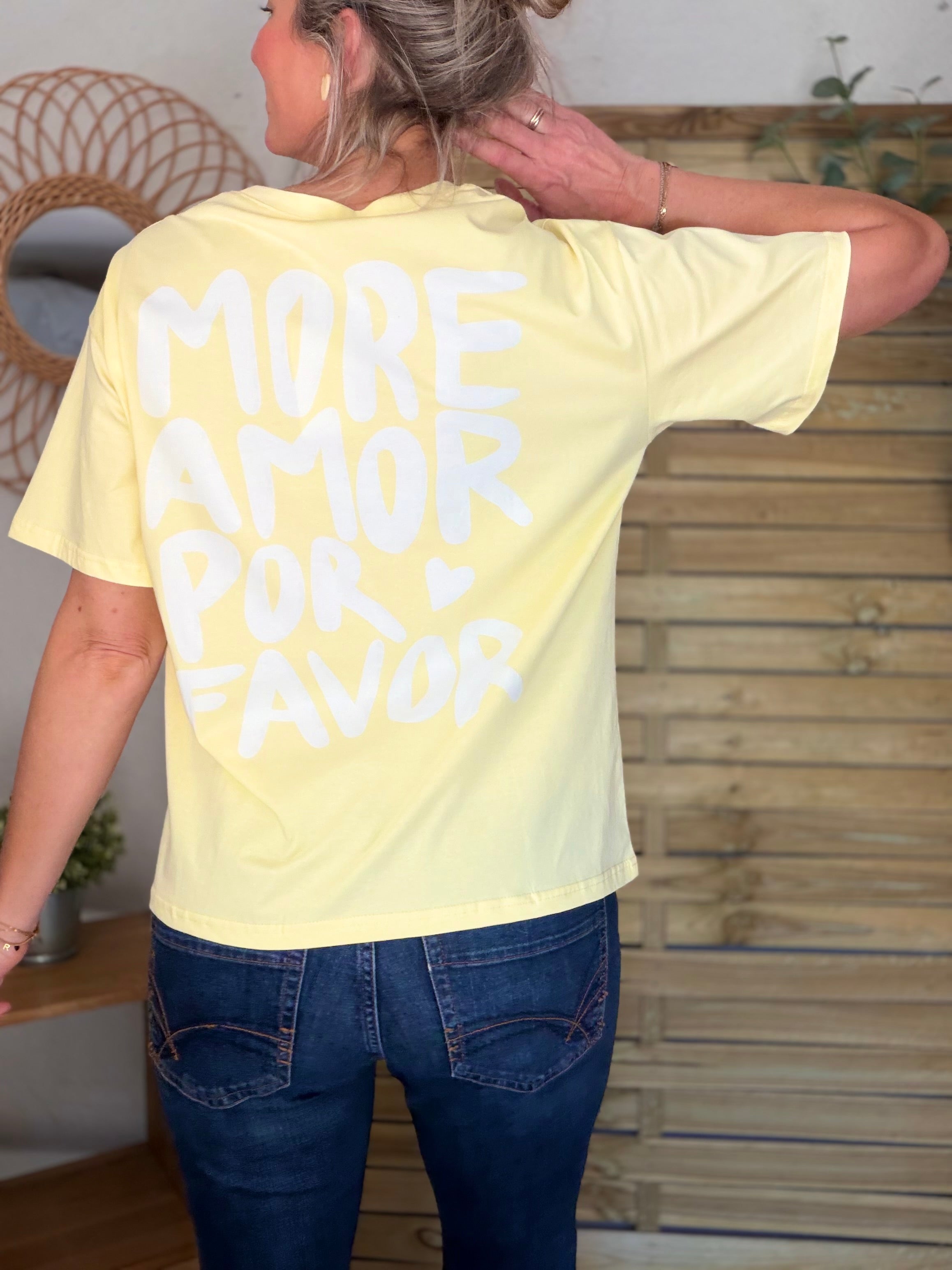 Tee shirt MORE AMOR POR FAVOR - RITA Jaune