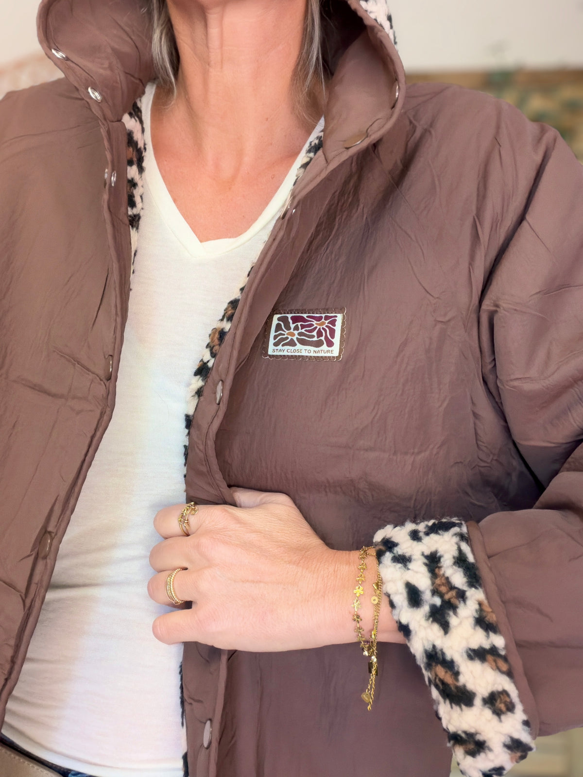 Veste matelassée réversible Sherpa AMÉLIE Choco / Léo