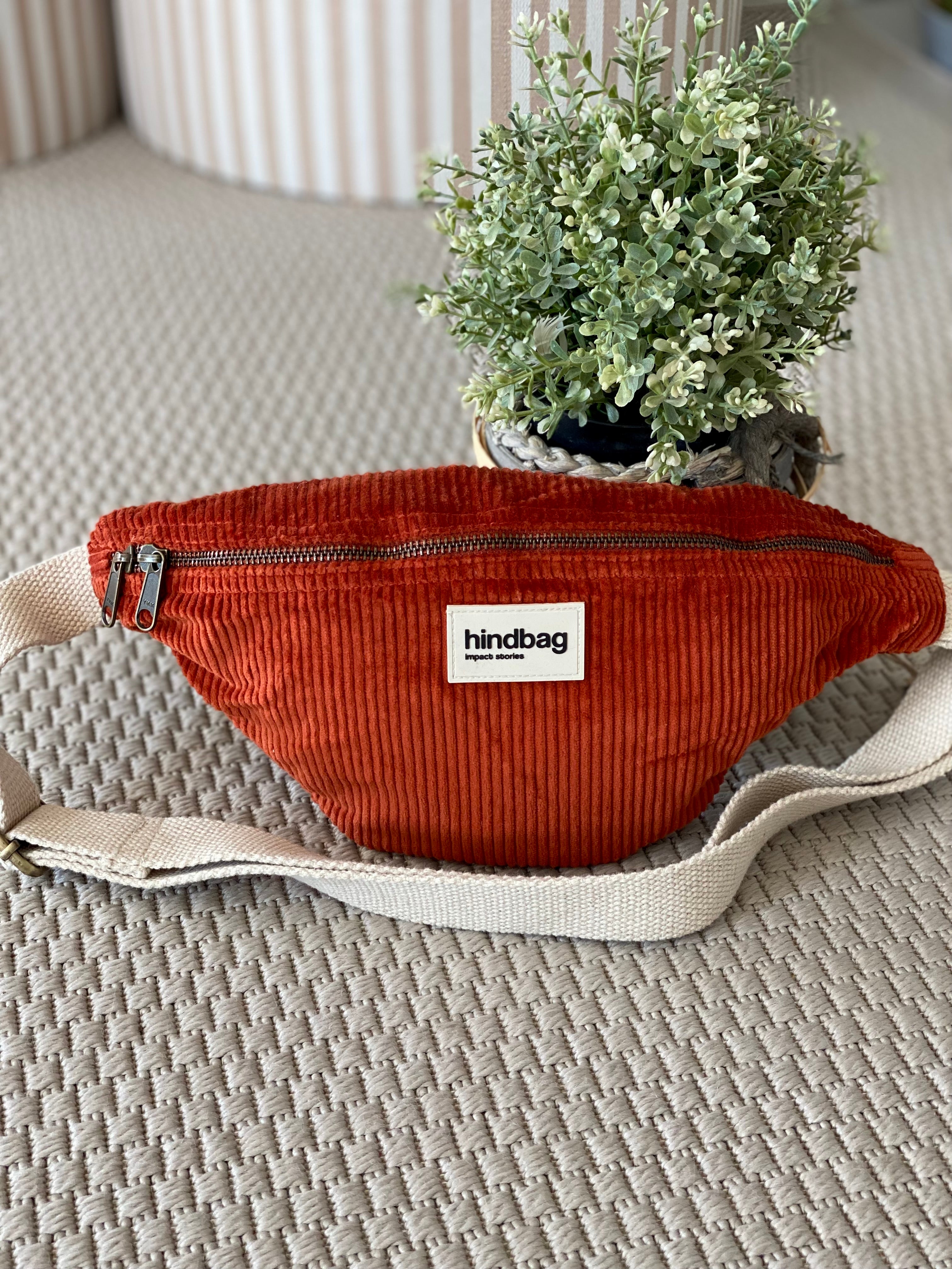 Sac banane HINDBAG Olivia Velours Brique