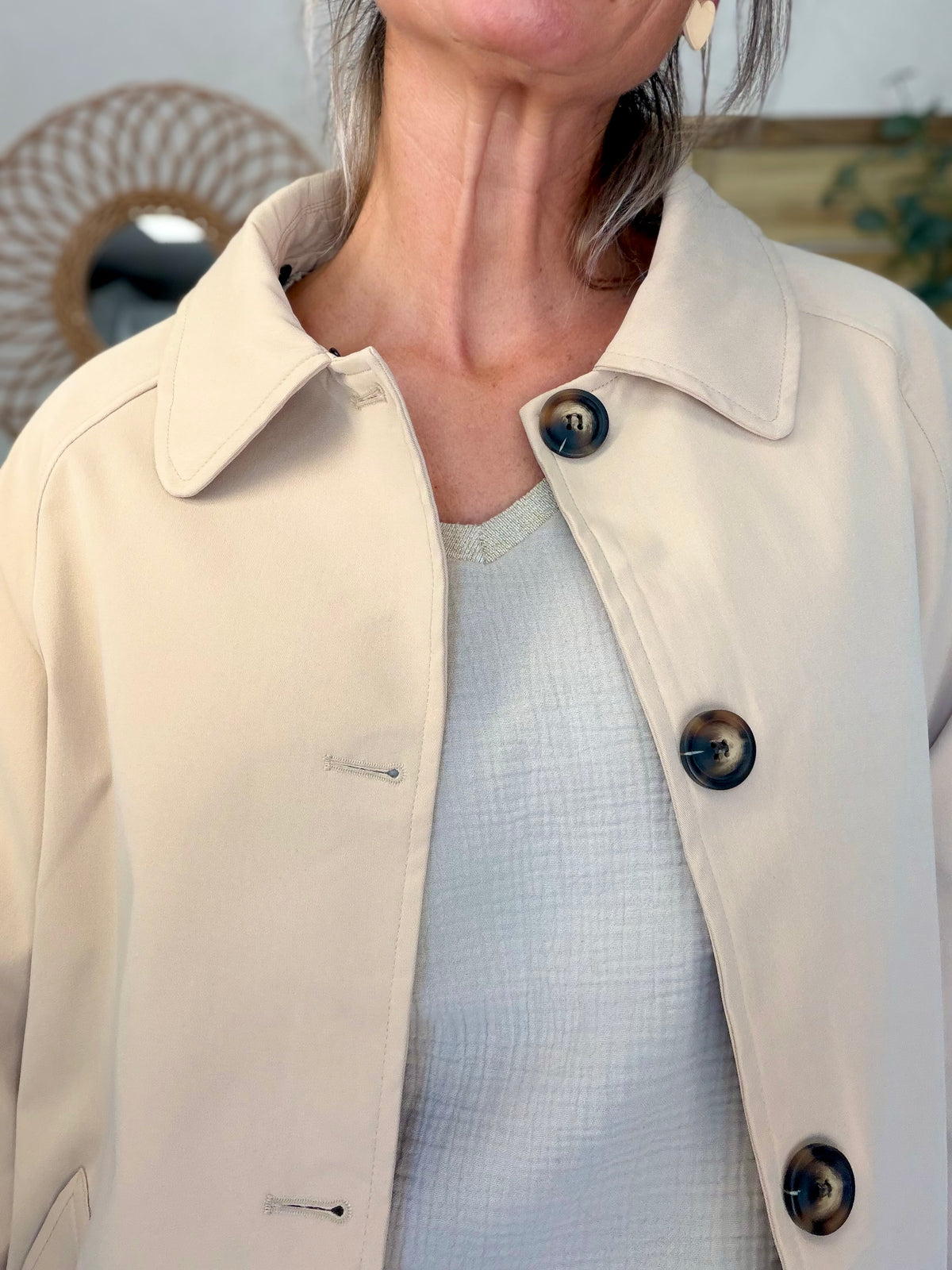 ⚡️ ARRIVAGE • Veste Trench avec capuche amovible, doublure à carreaux GAËLLE Beige