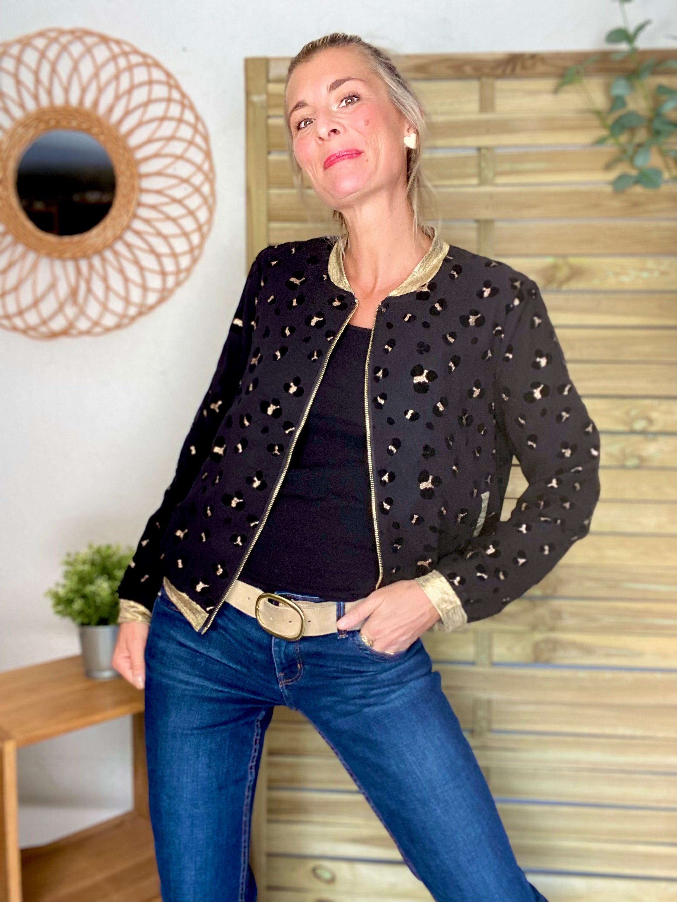 Veste bombers ALIZÉE - Noir doré Léo